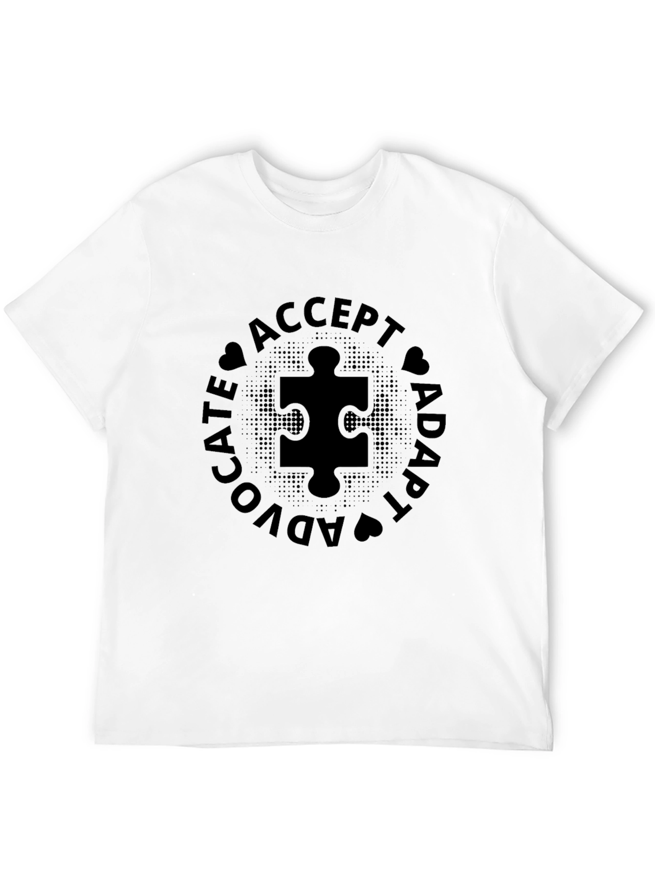 Autism Awareness Black T-Shirt - Accept Adapt Advocate