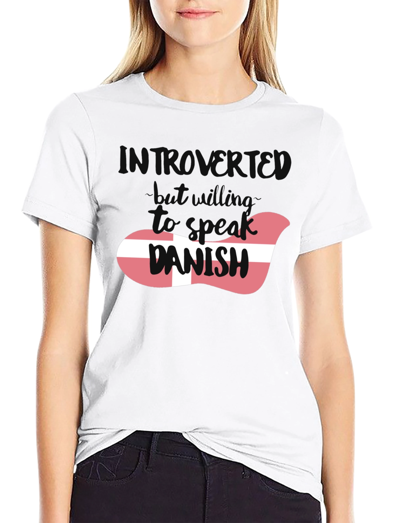 Introvert Danish Flag Graphic T-Shirt