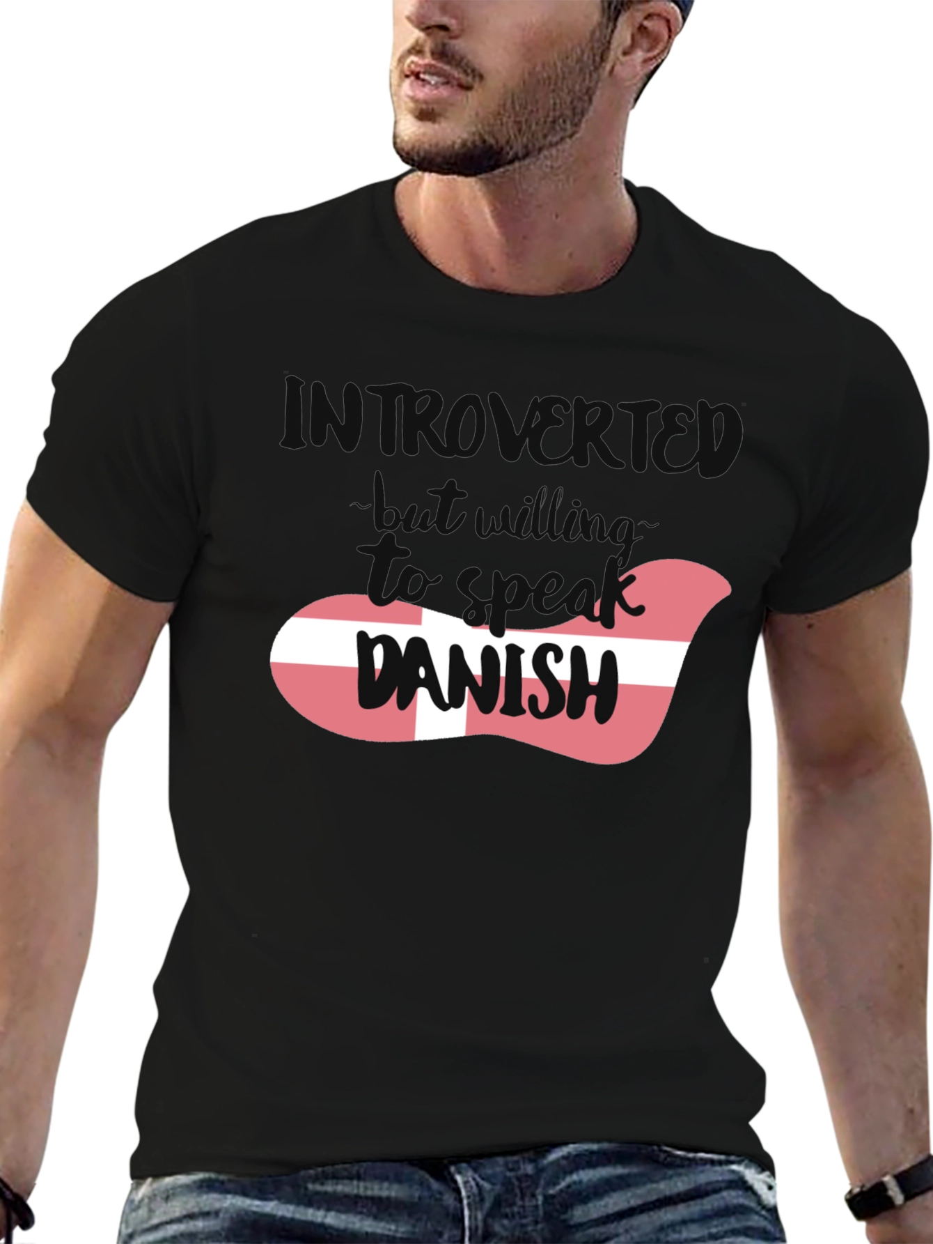 Introvert Danish Flag Graphic T-Shirt