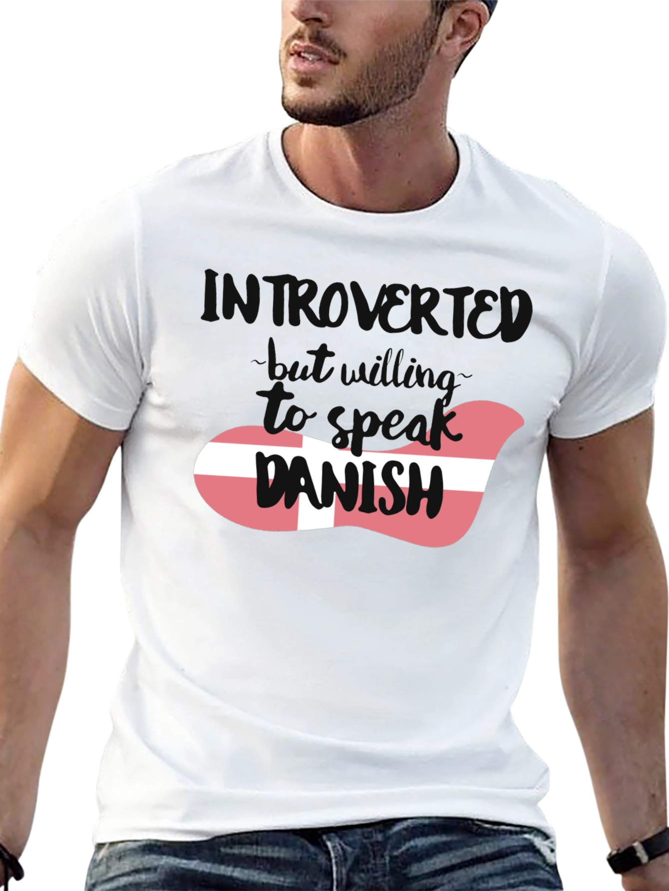 Introvert Danish Flag Graphic T-Shirt