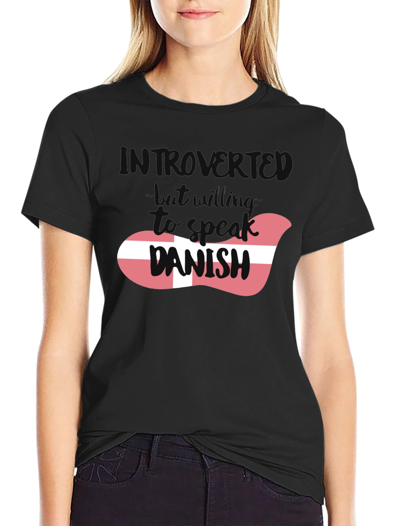 Introvert Danish Flag Graphic T-Shirt