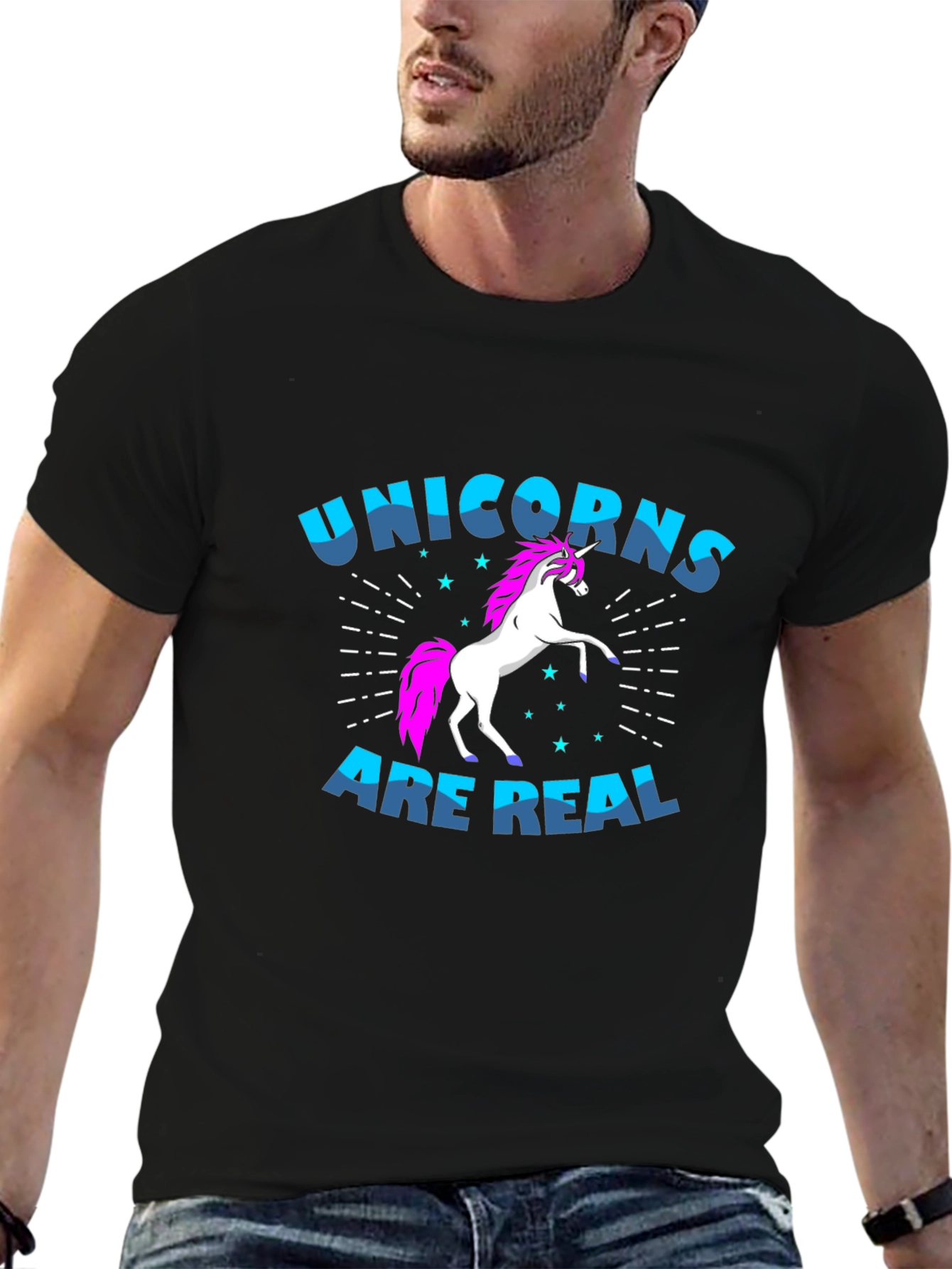 Unicorns Are Real Black Graphic T-Shirt