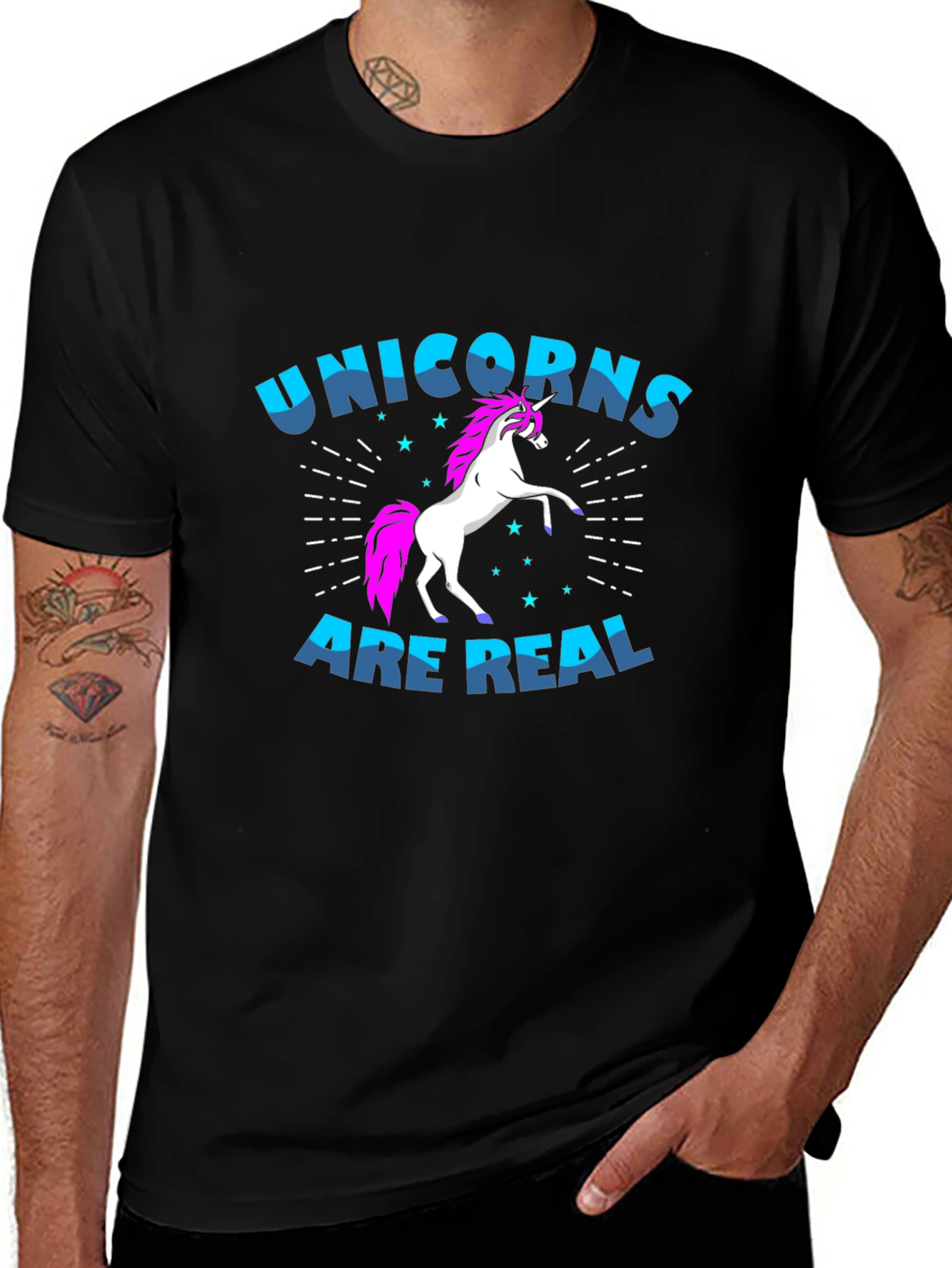 Unicorns Are Real Black Graphic T-Shirt