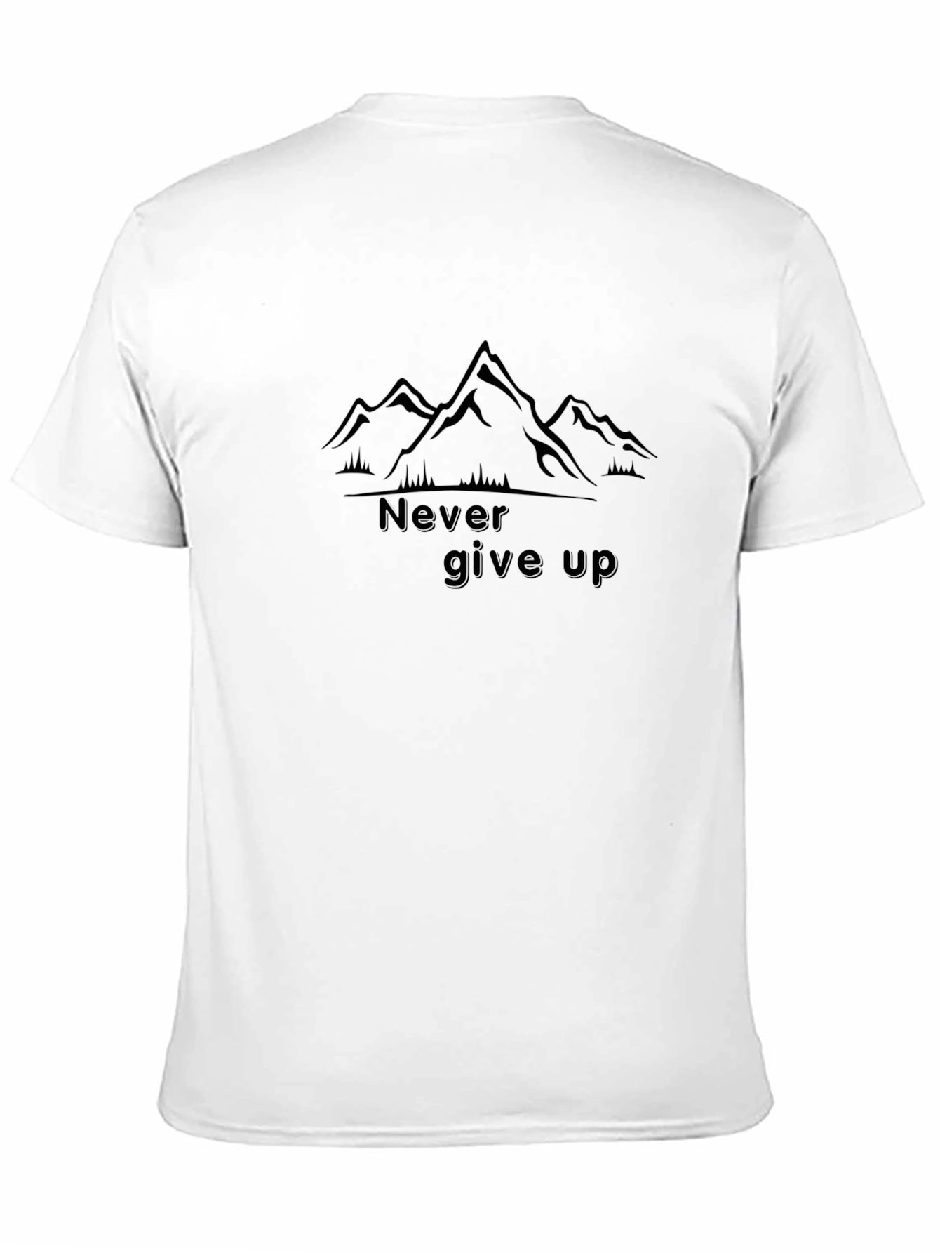 Never Give Up Mountain Graphic Tee - Black