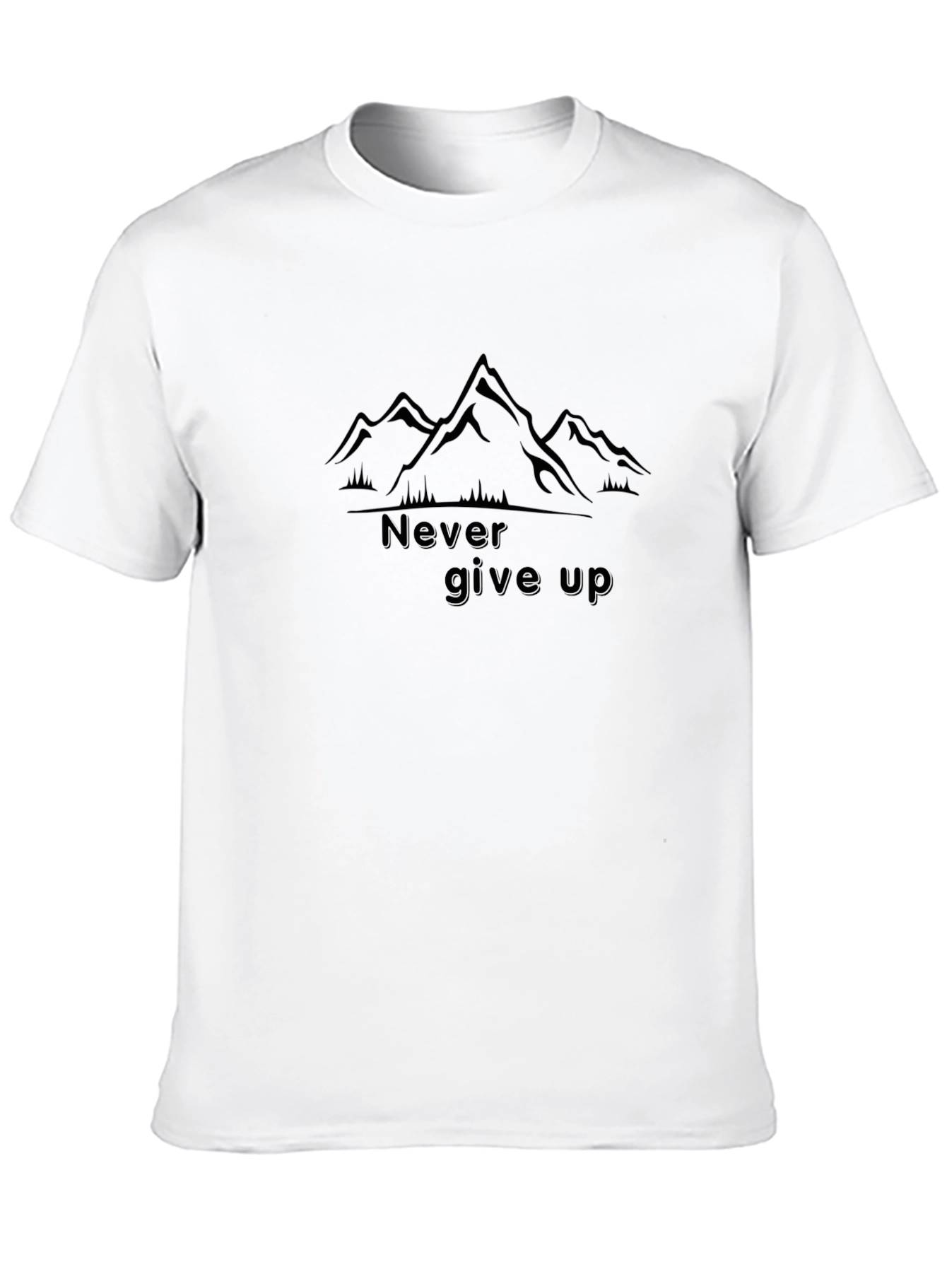 Never Give Up Mountain Graphic Tee - Black