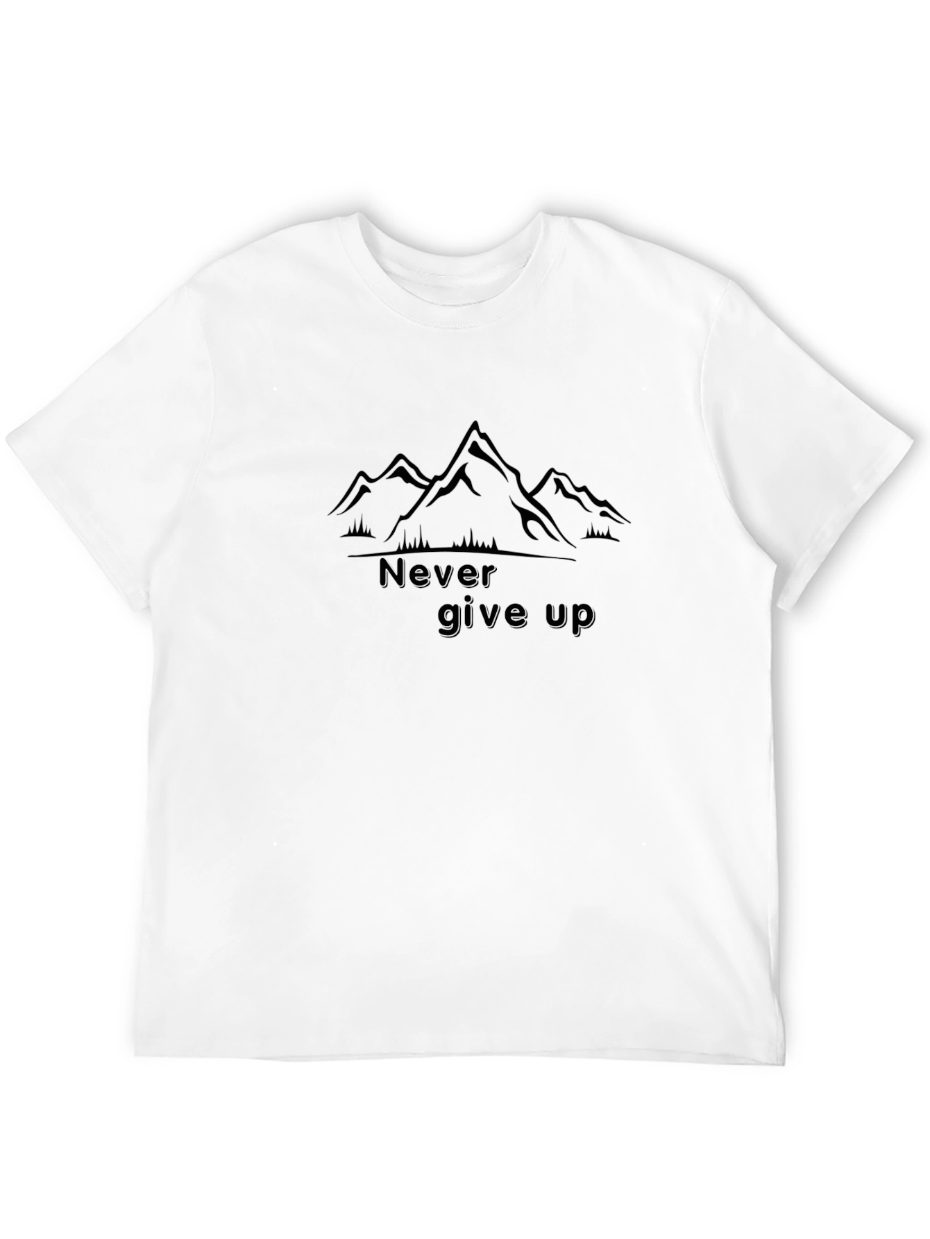 Never Give Up Mountain Graphic Tee - Black