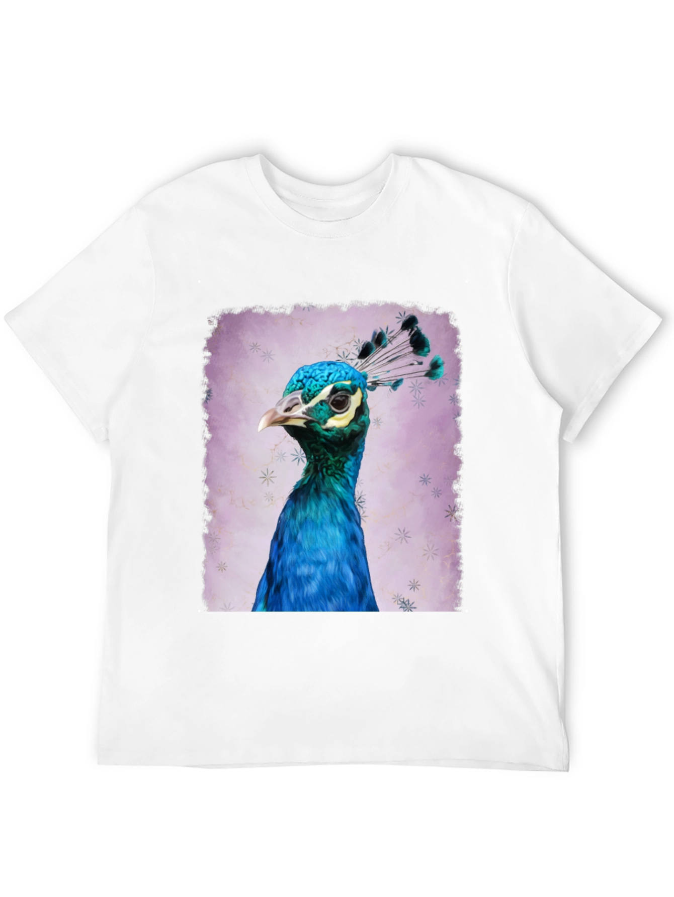 Peacock Portrait Graphic Tee - Black Cotton T-Shirt