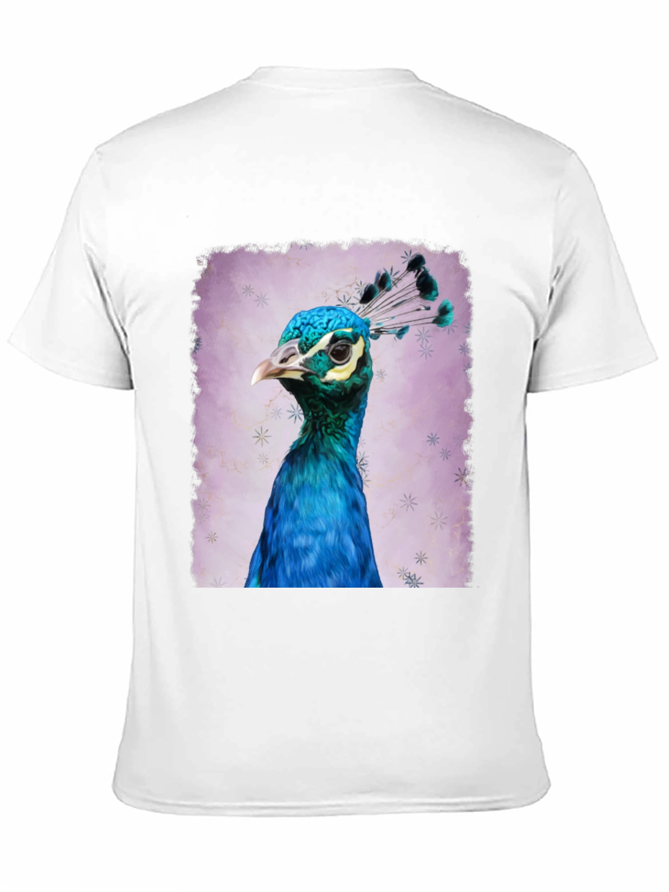 Peacock Portrait Graphic Tee - Black Cotton T-Shirt