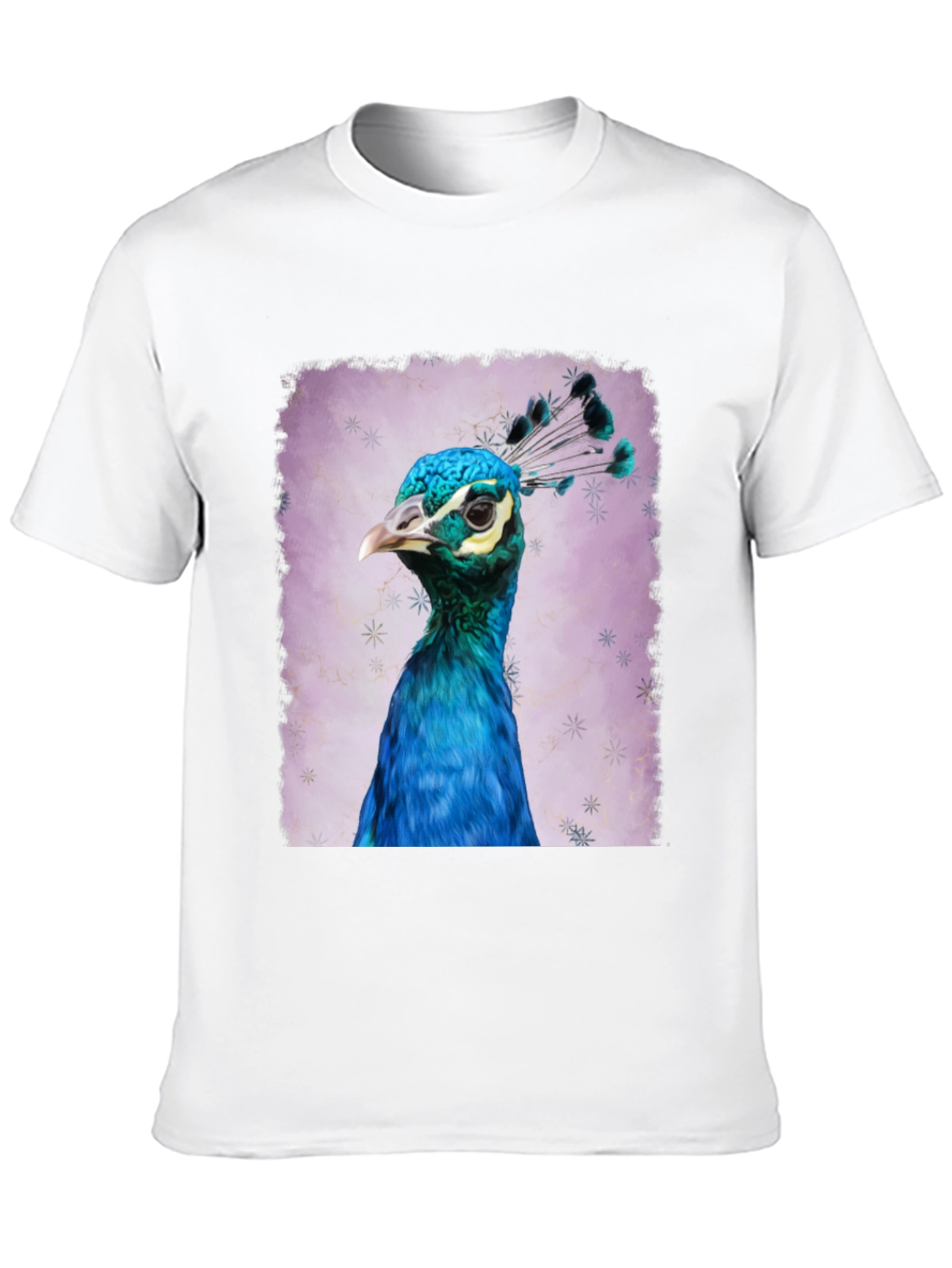 Peacock Portrait Graphic Tee - Black Cotton T-Shirt