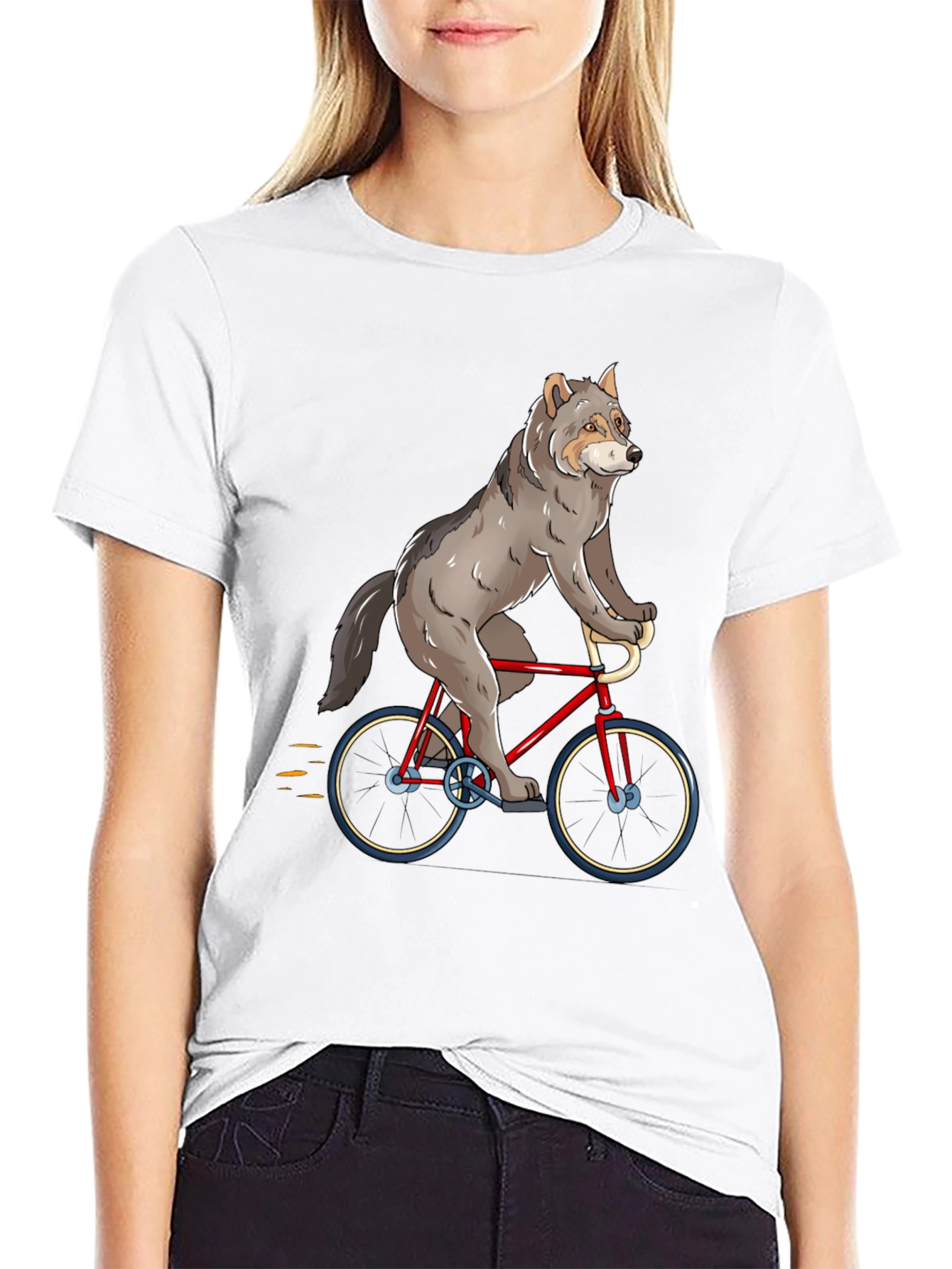 Wolf Riding a Bike Graphic T-Shirt