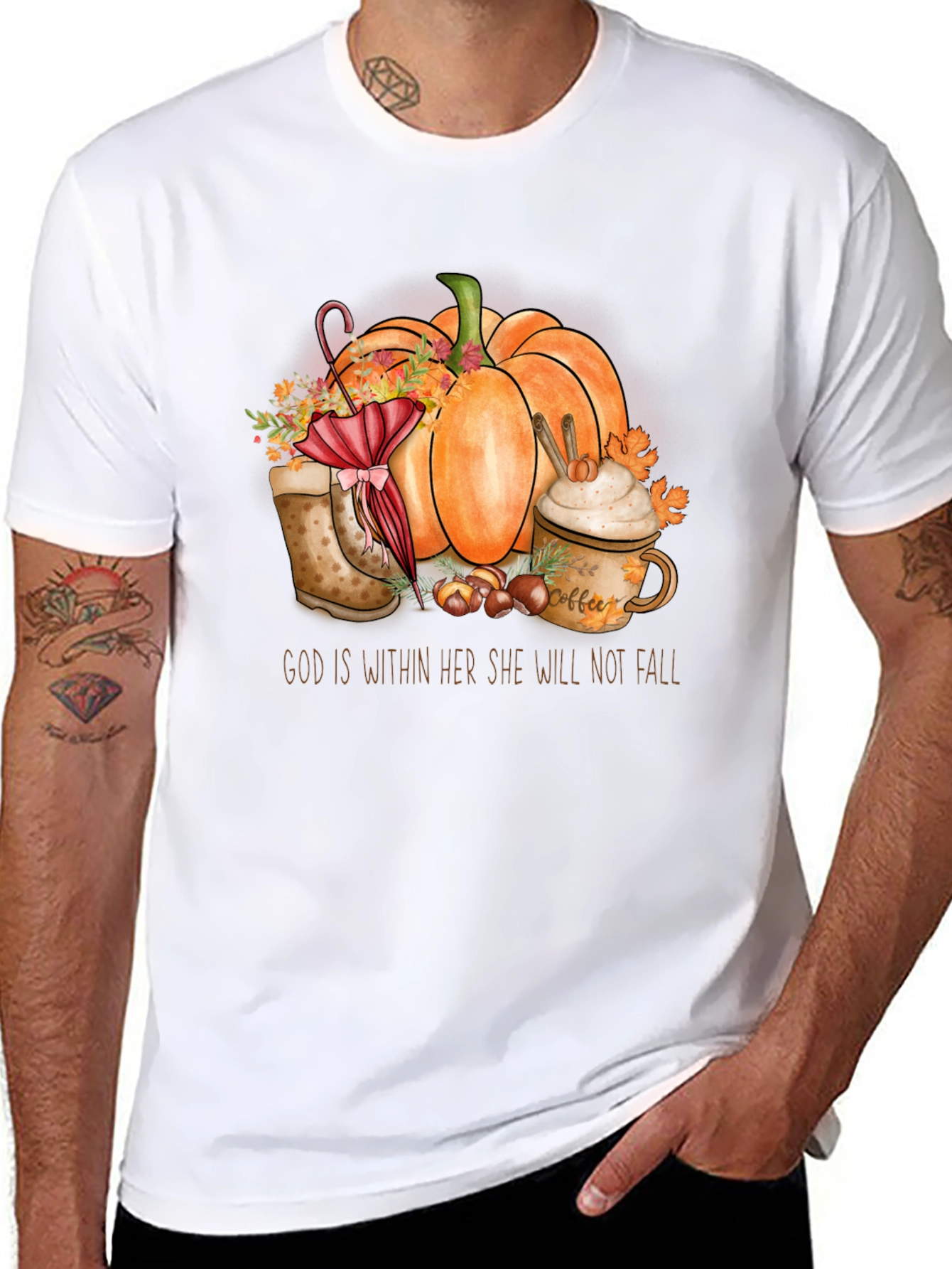 Fall Pumpkin T-Shirt - God is Within Her