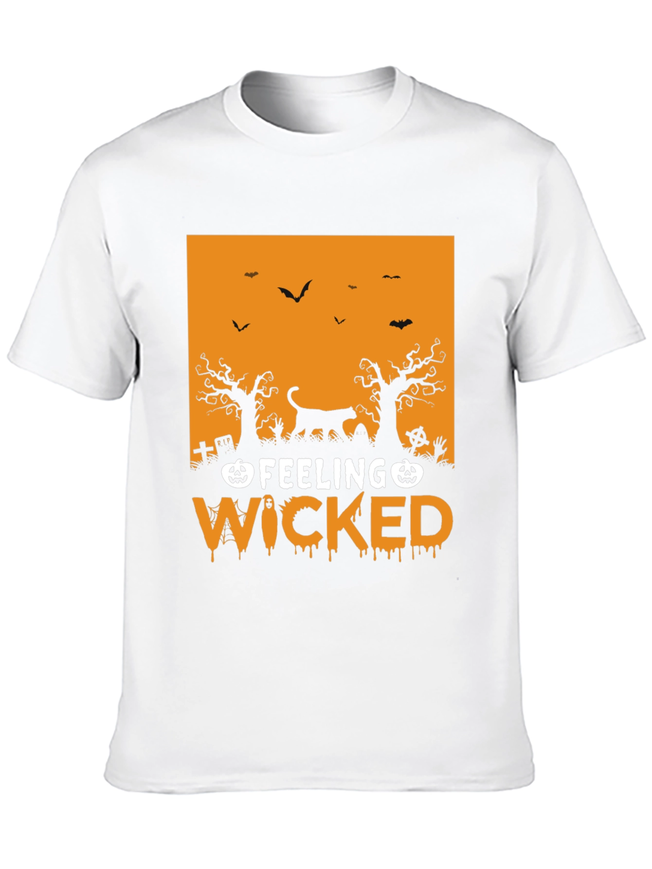 Feeling Wicked Halloween T-Shirt - Black Cat Design