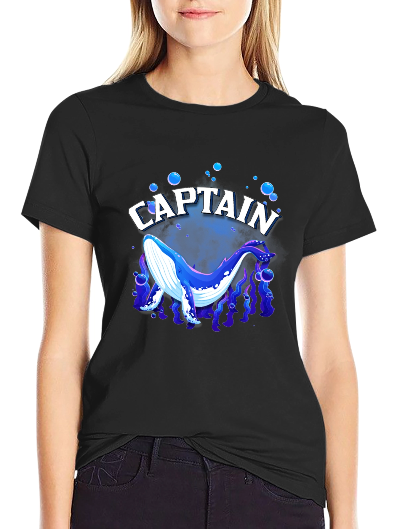 Captain Whale Graphic Tee - Black
