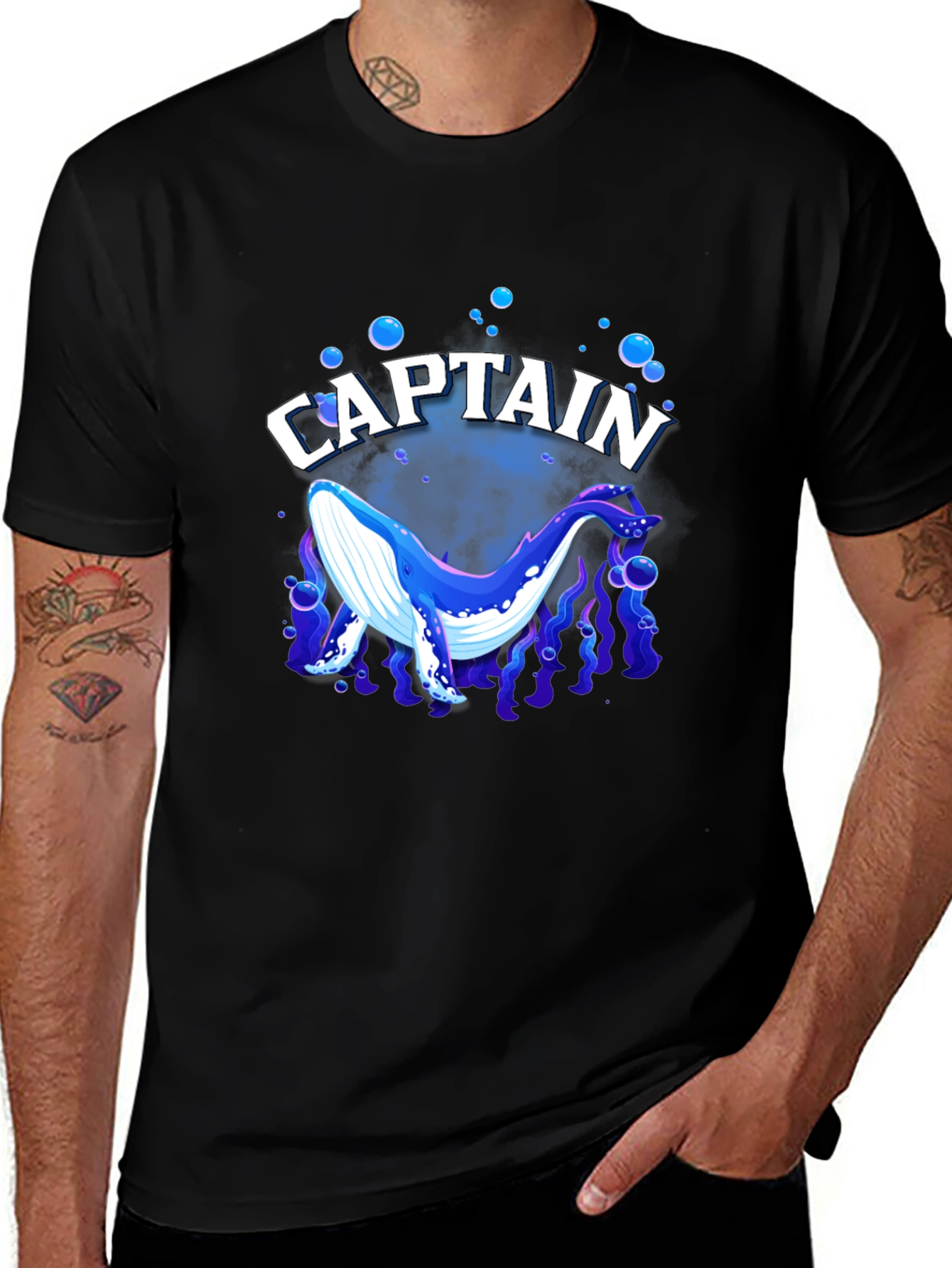 Captain Whale Graphic Tee - Black