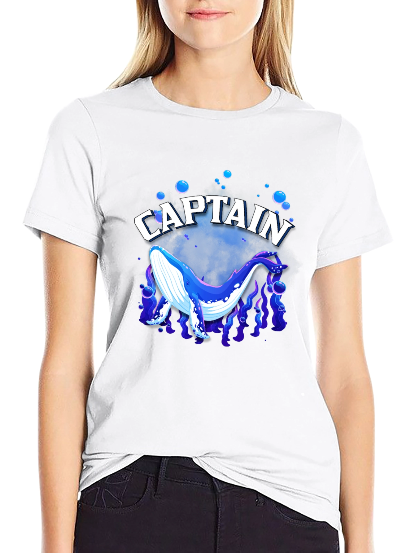 Captain Whale Graphic Tee - Black