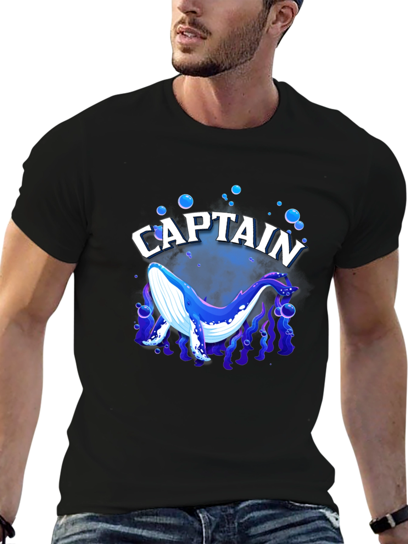 Captain Whale Graphic Tee - Black