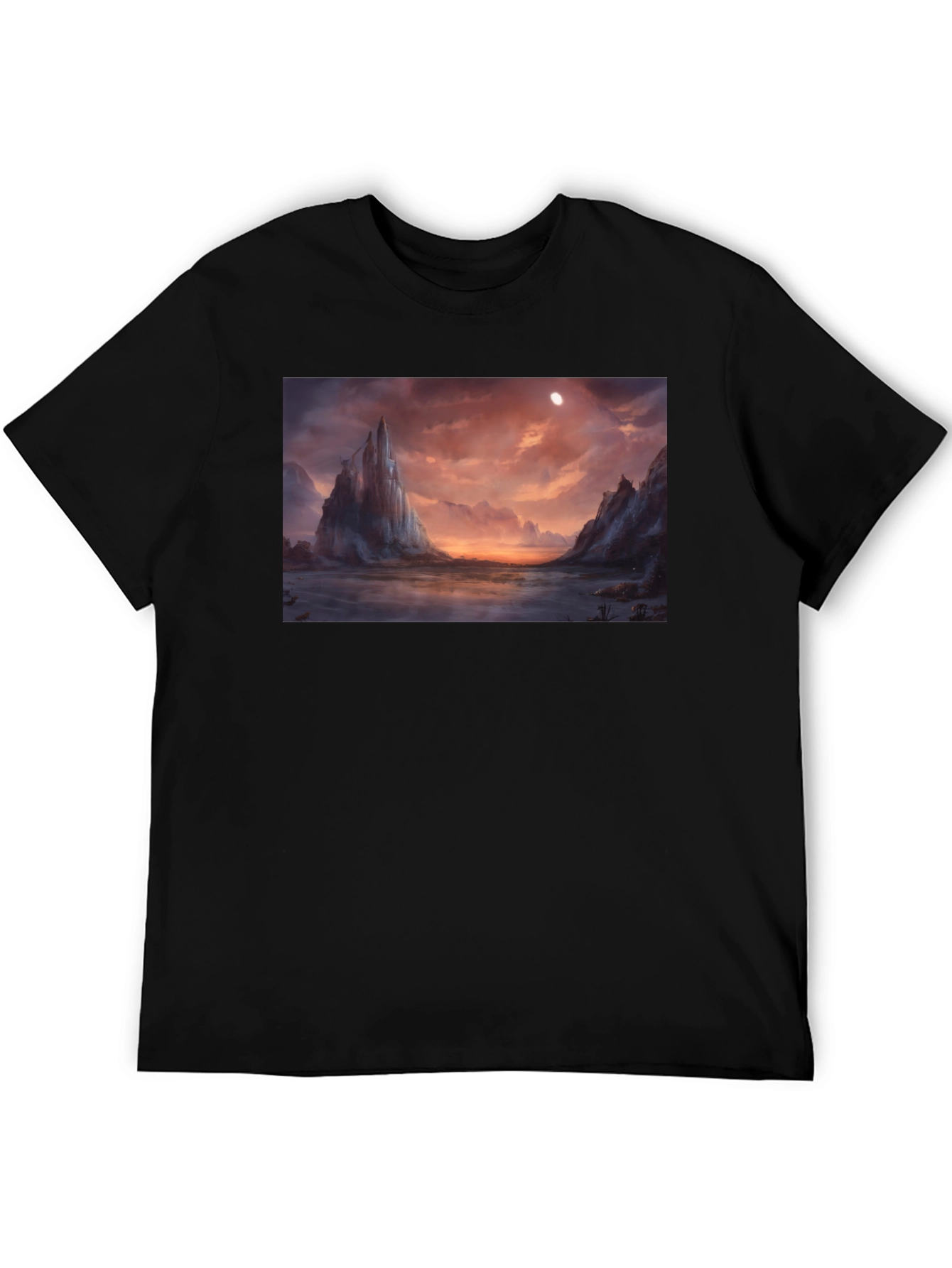 Fantasy Landscape Graphic Tee - Black