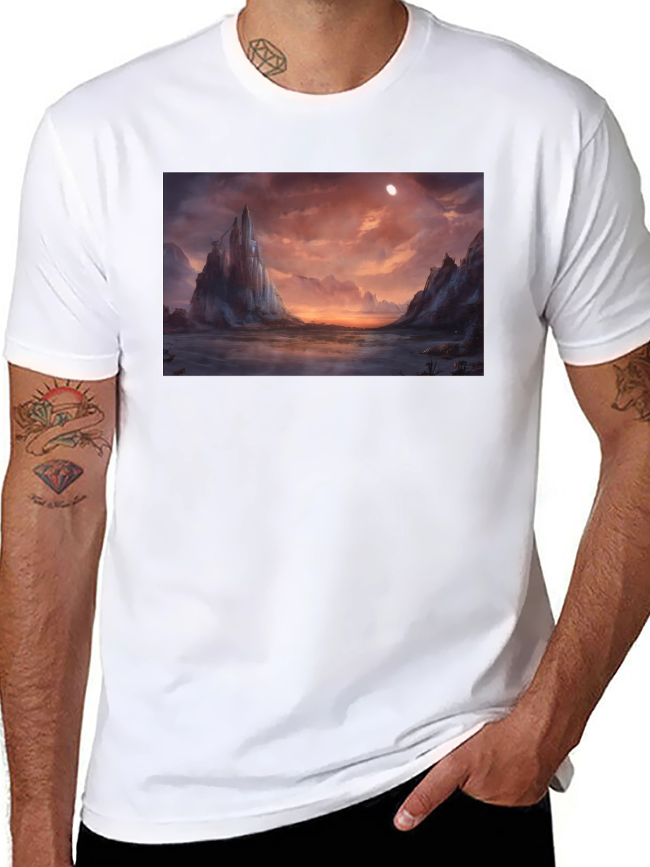 Fantasy Landscape Graphic Tee - Black