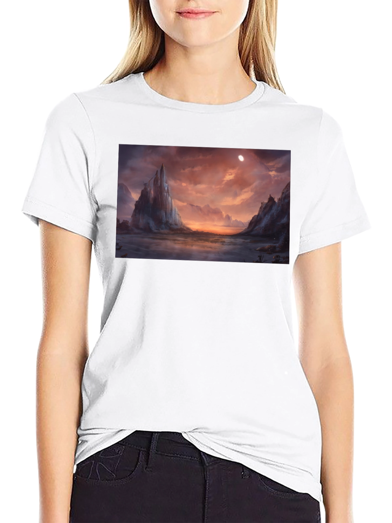 Fantasy Landscape Graphic Tee - Black