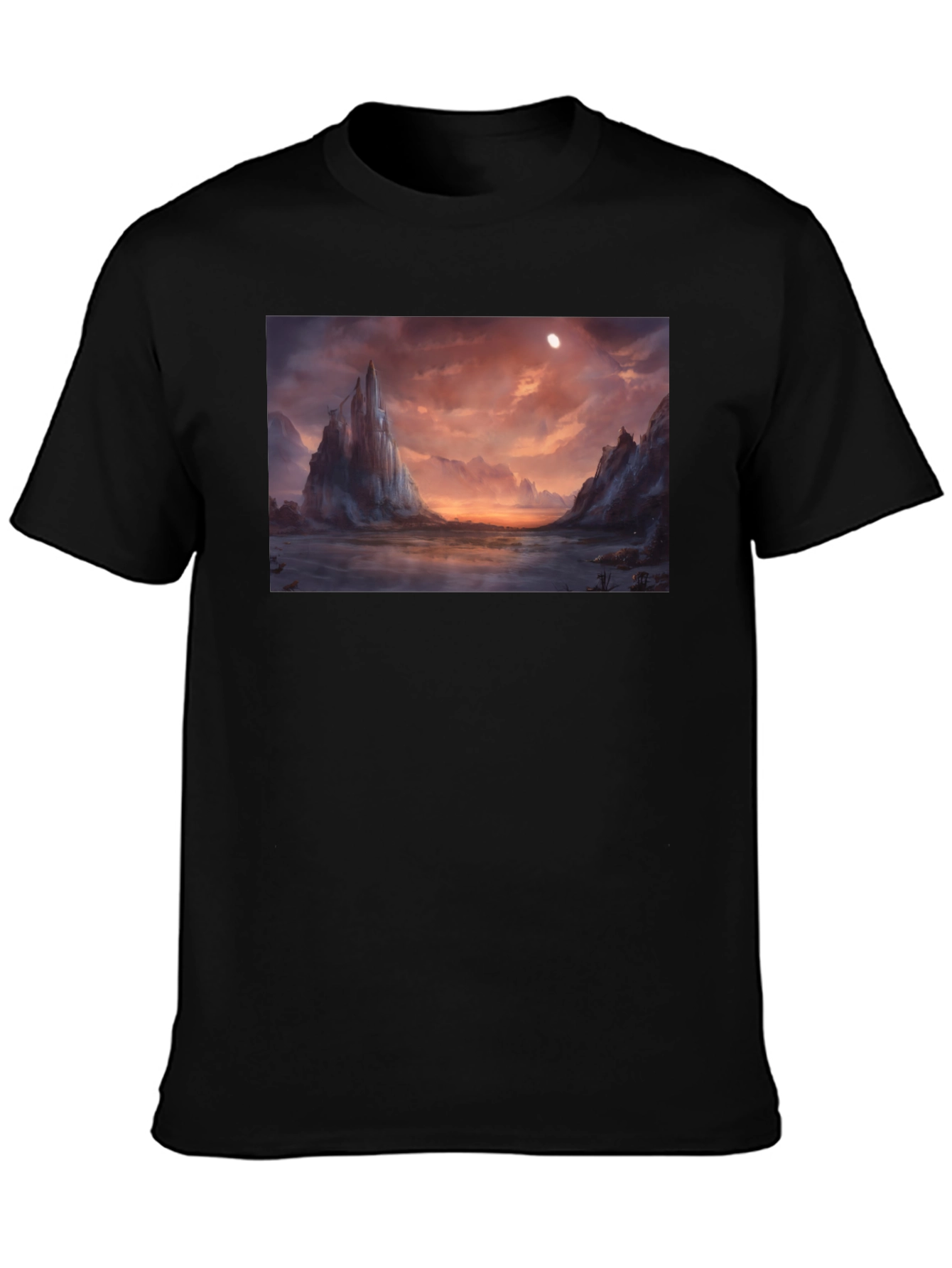Fantasy Landscape Graphic Tee - Black