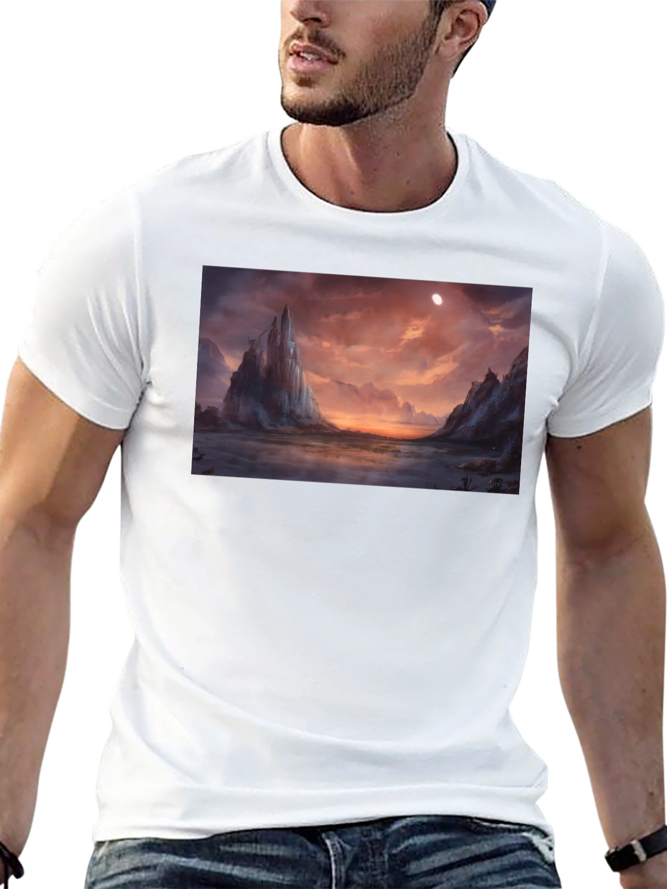 Fantasy Landscape Graphic Tee - Black