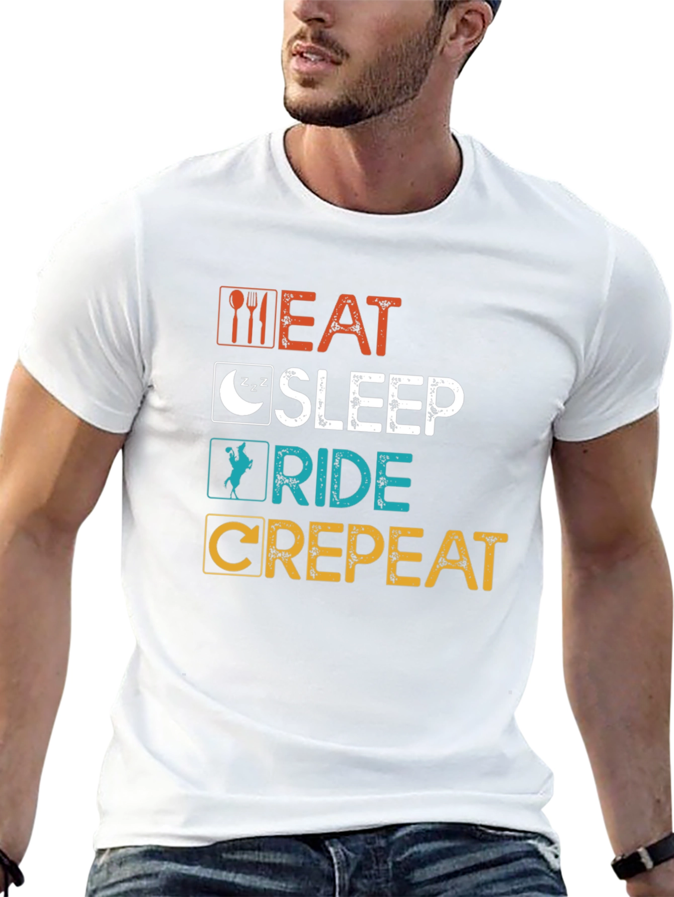 Eat Sleep Ride Crepeat Black T-Shirt