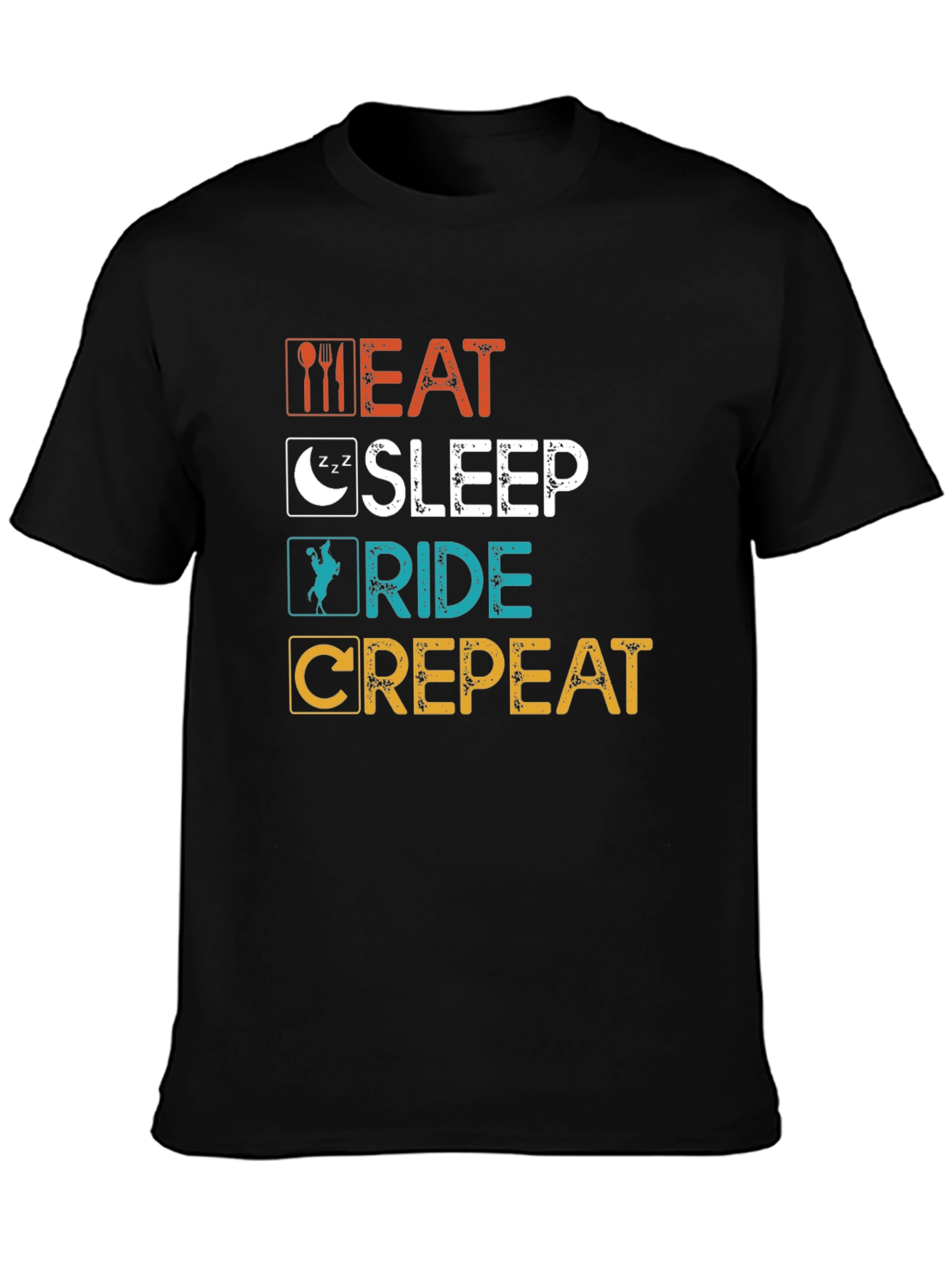 Eat Sleep Ride Crepeat Black T-Shirt