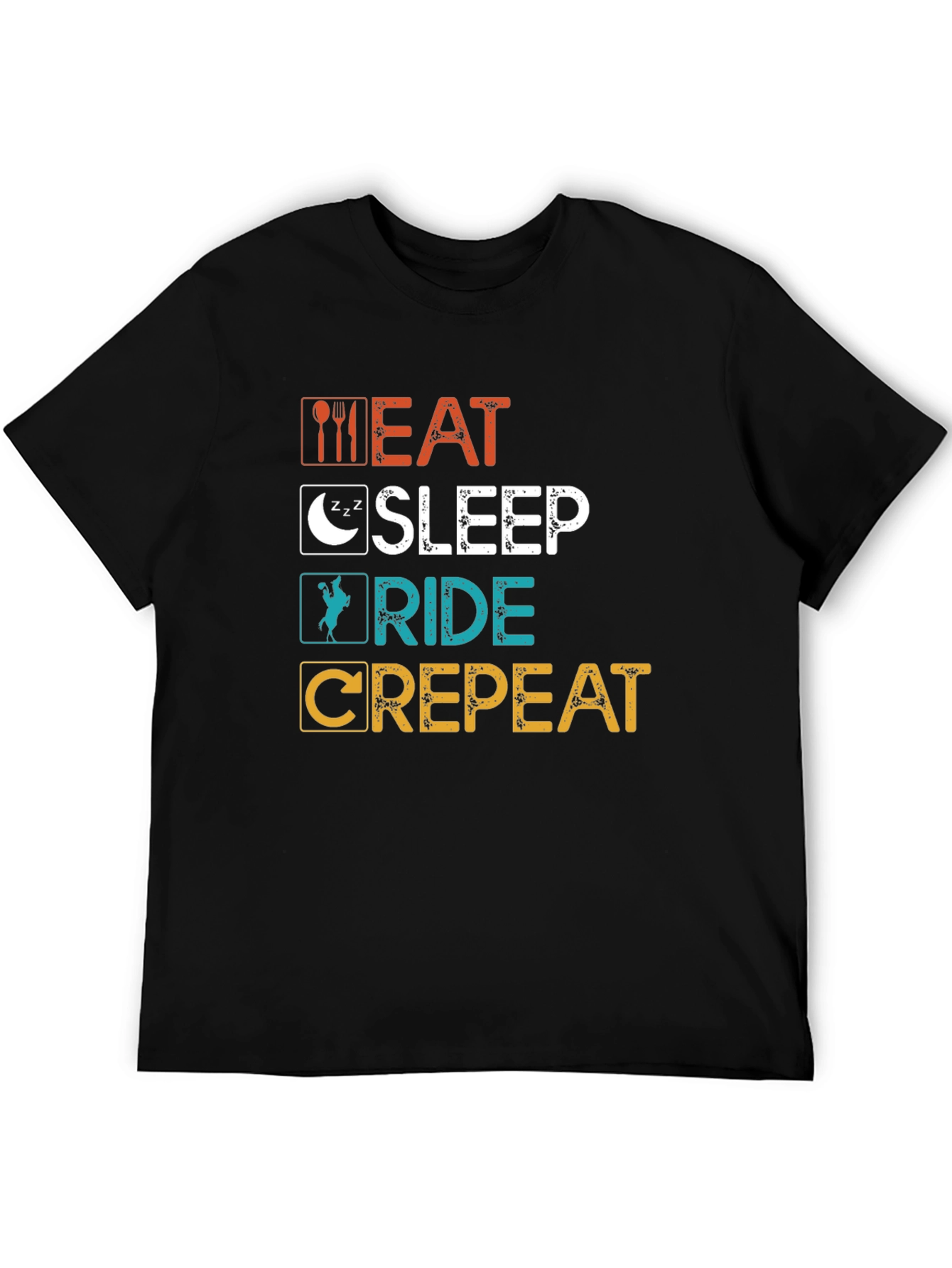 Eat Sleep Ride Crepeat Black T-Shirt