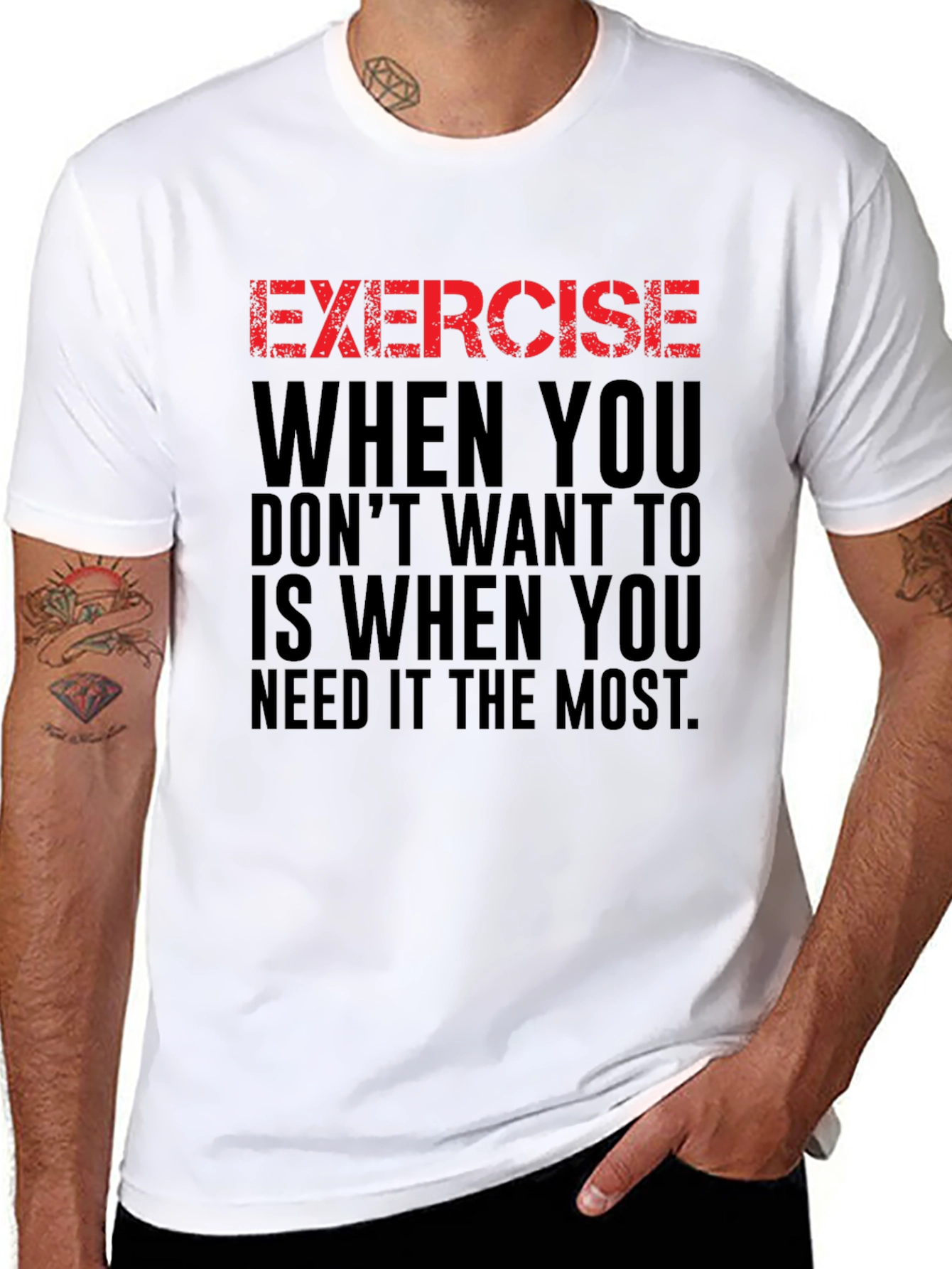 Motivational Exercise T-Shirt Workout Gym Fitness Tee
