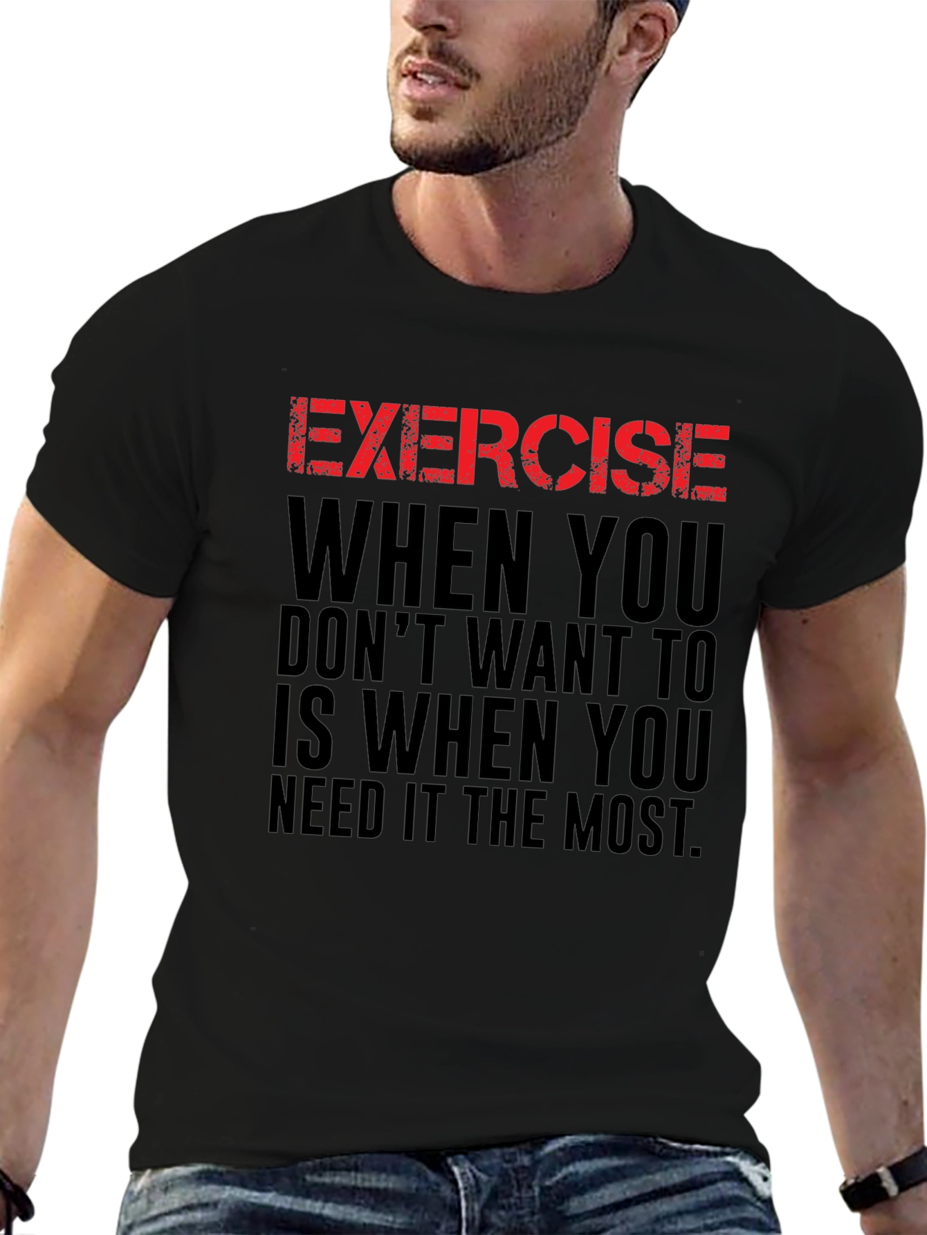 Motivational Exercise T-Shirt Workout Gym Fitness Tee