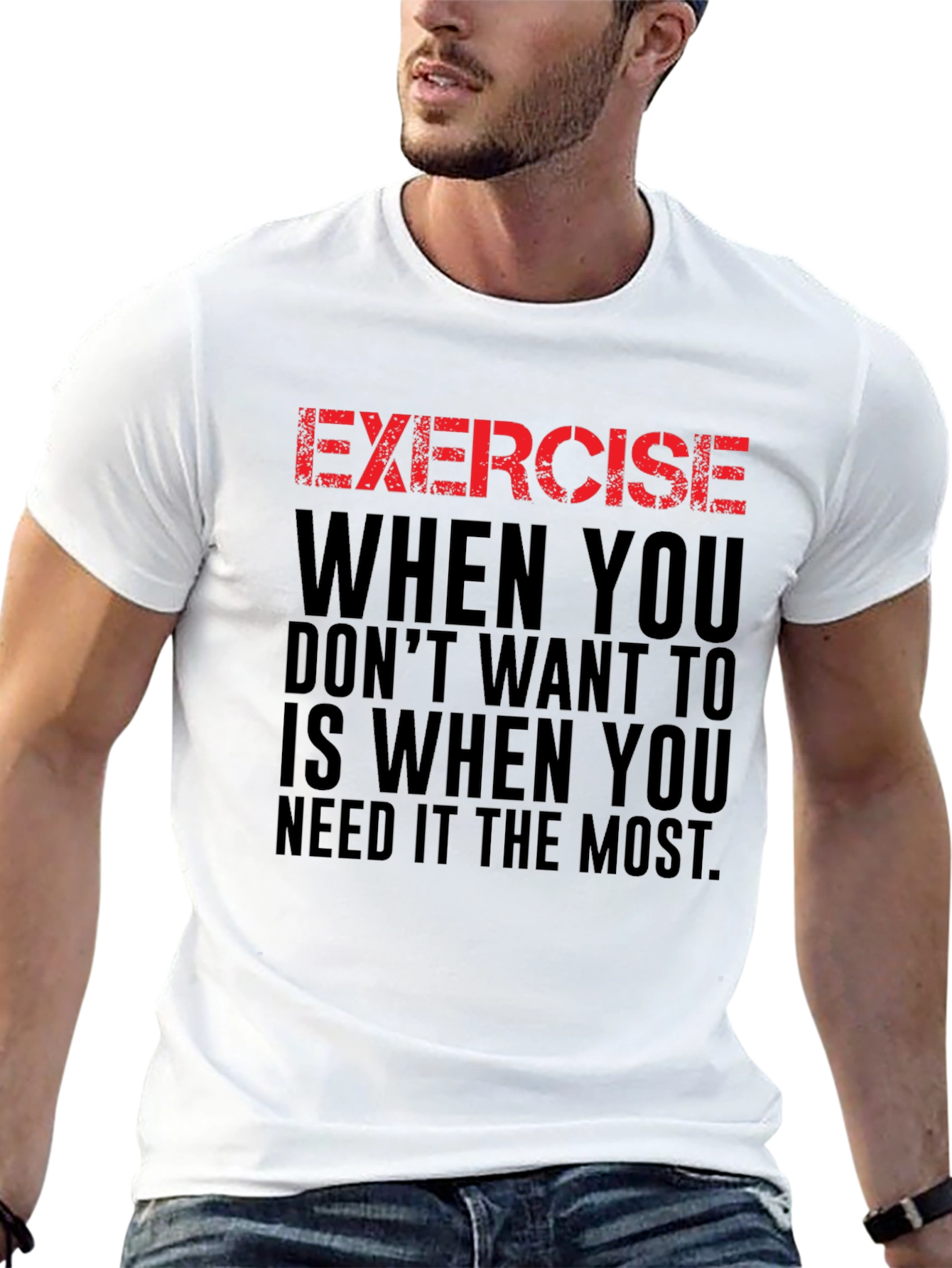 Motivational Exercise T-Shirt Workout Gym Fitness Tee