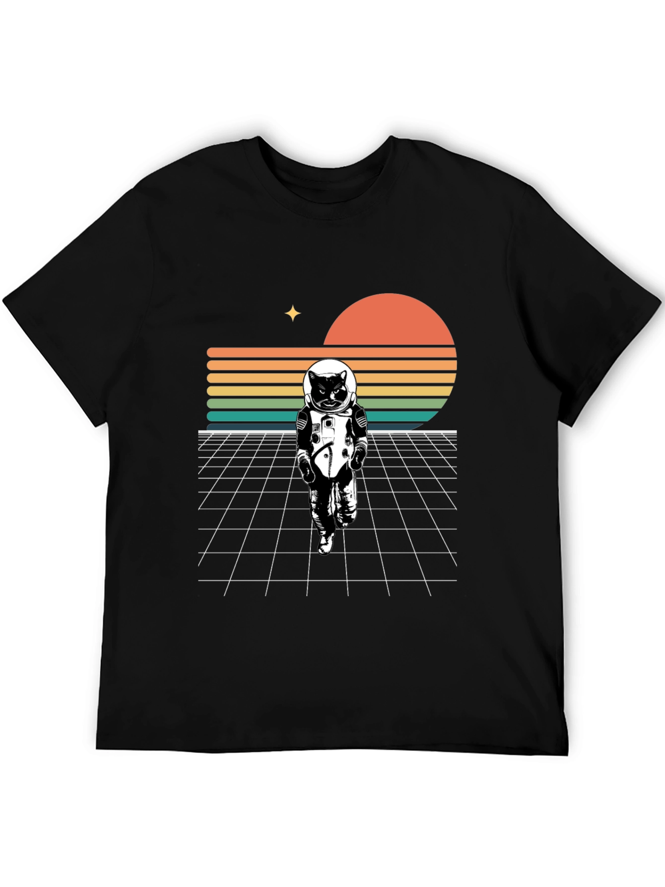 Astronaut Cat Retro T-Shirt