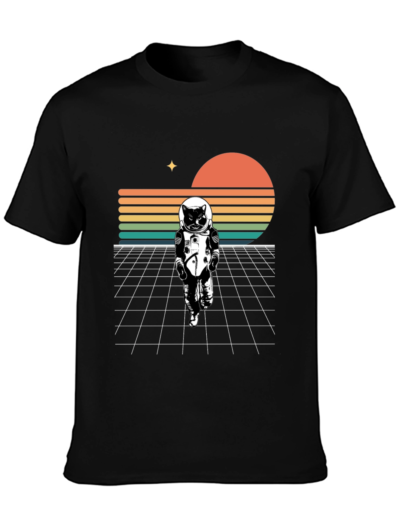 Astronaut Cat Retro T-Shirt