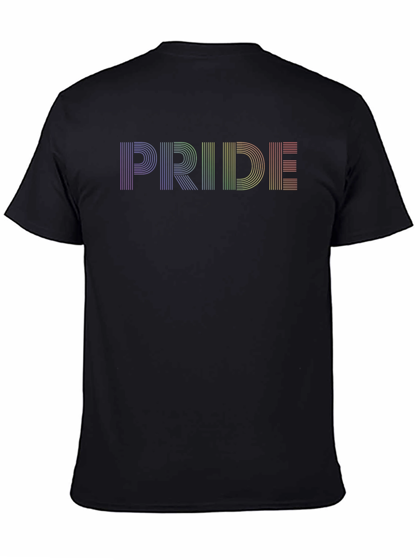 Pride Rainbow Striped Graphic Tee - Black Cotton T-Shirt