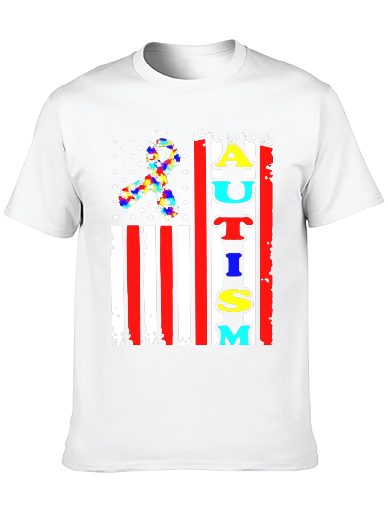 Autism Awareness American Flag Graphic T-Shirt