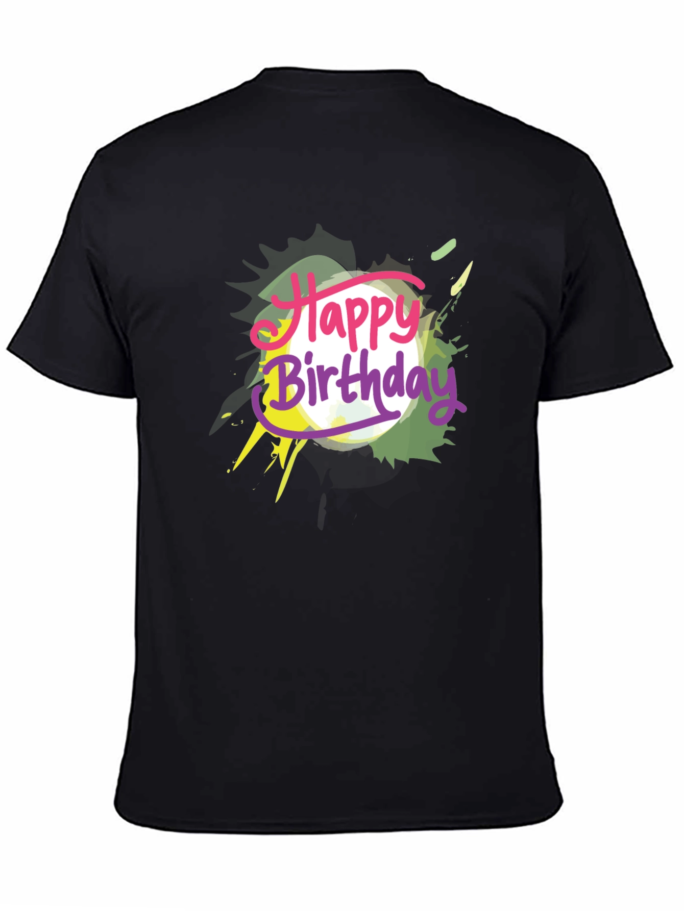 Happy Birthday Graphic Tee - Black Cotton T-Shirt