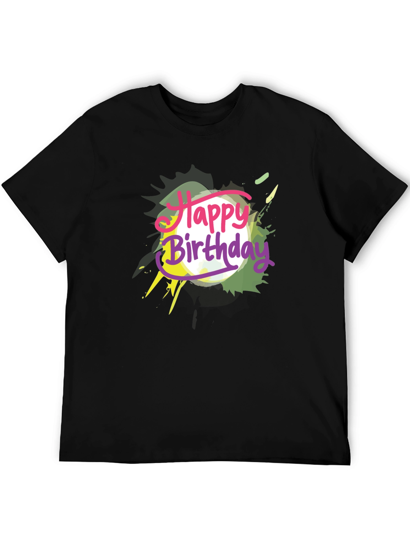 Happy Birthday Graphic Tee - Black Cotton T-Shirt