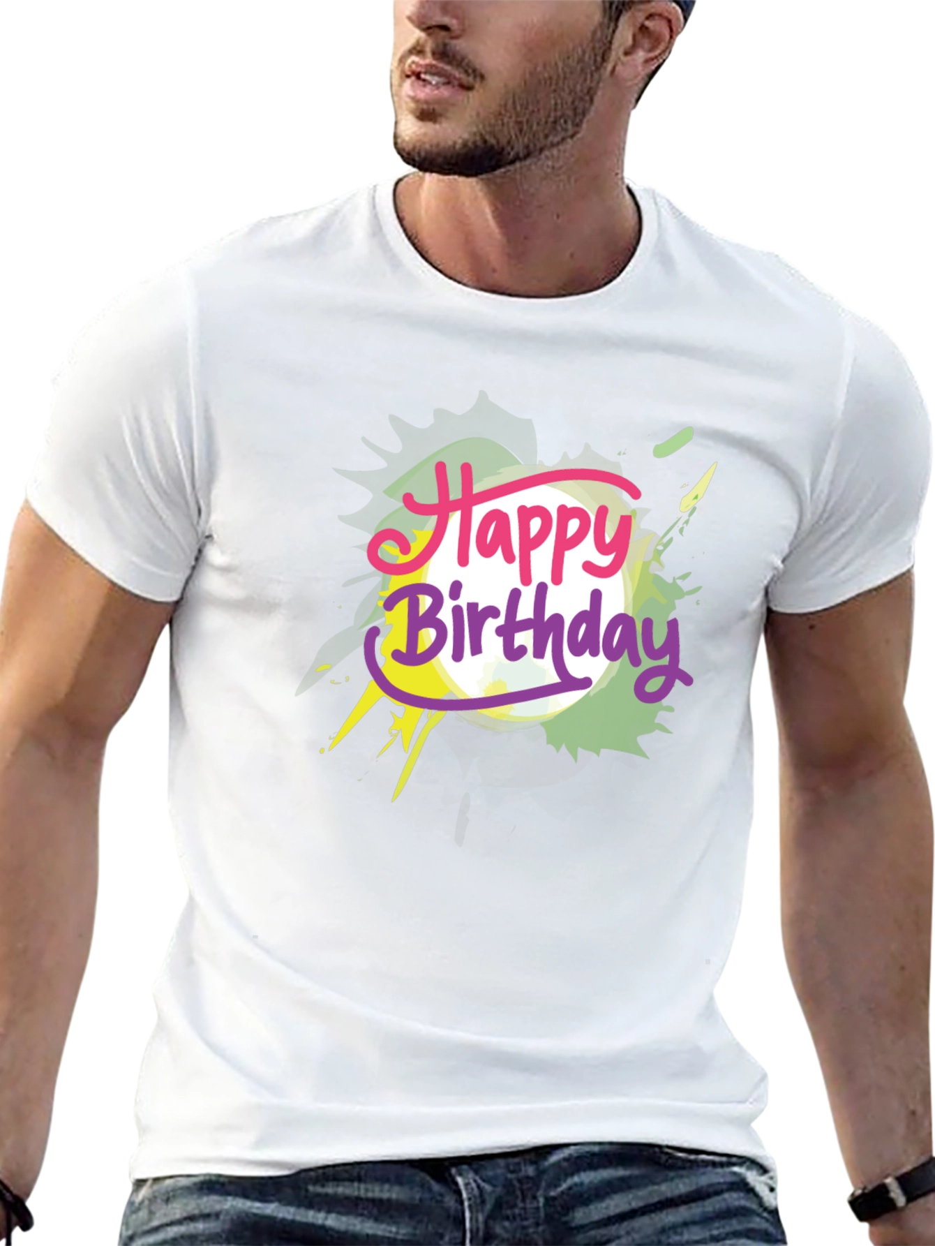 Happy Birthday Graphic Tee - Black Cotton T-Shirt