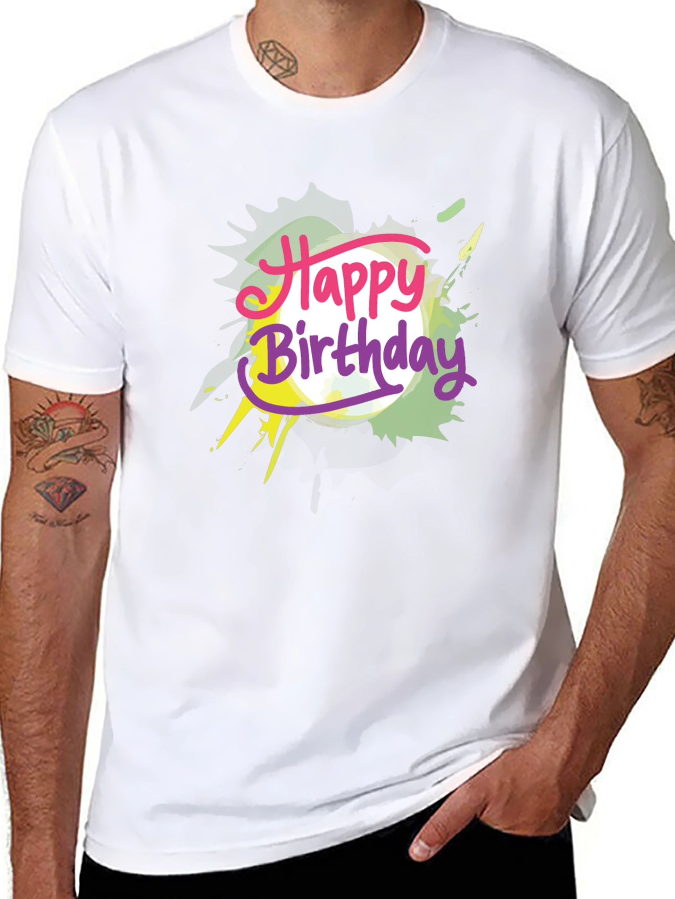 Happy Birthday Graphic Tee - Black Cotton T-Shirt
