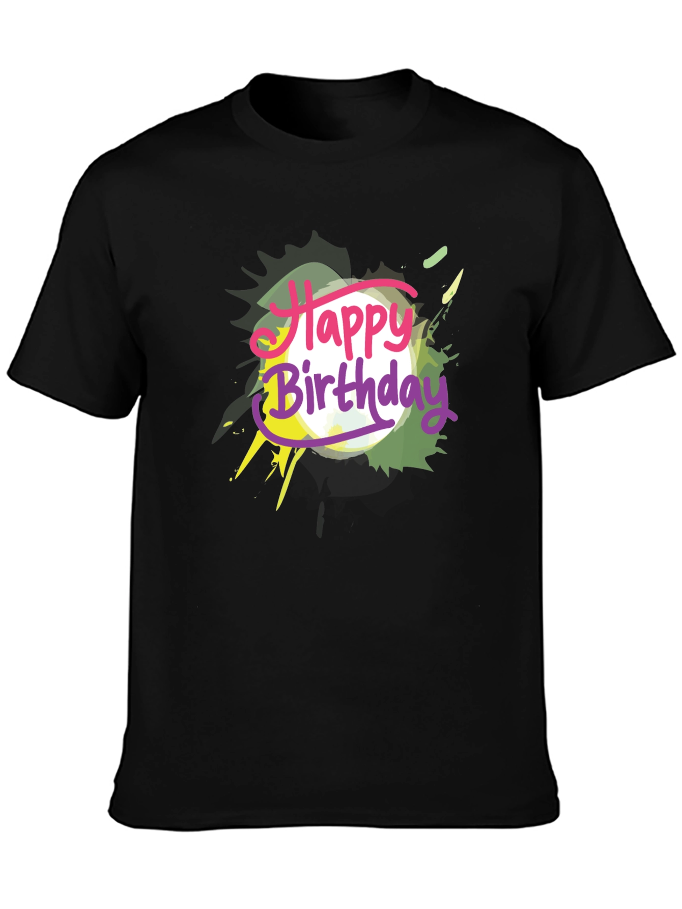 Happy Birthday Graphic Tee - Black Cotton T-Shirt