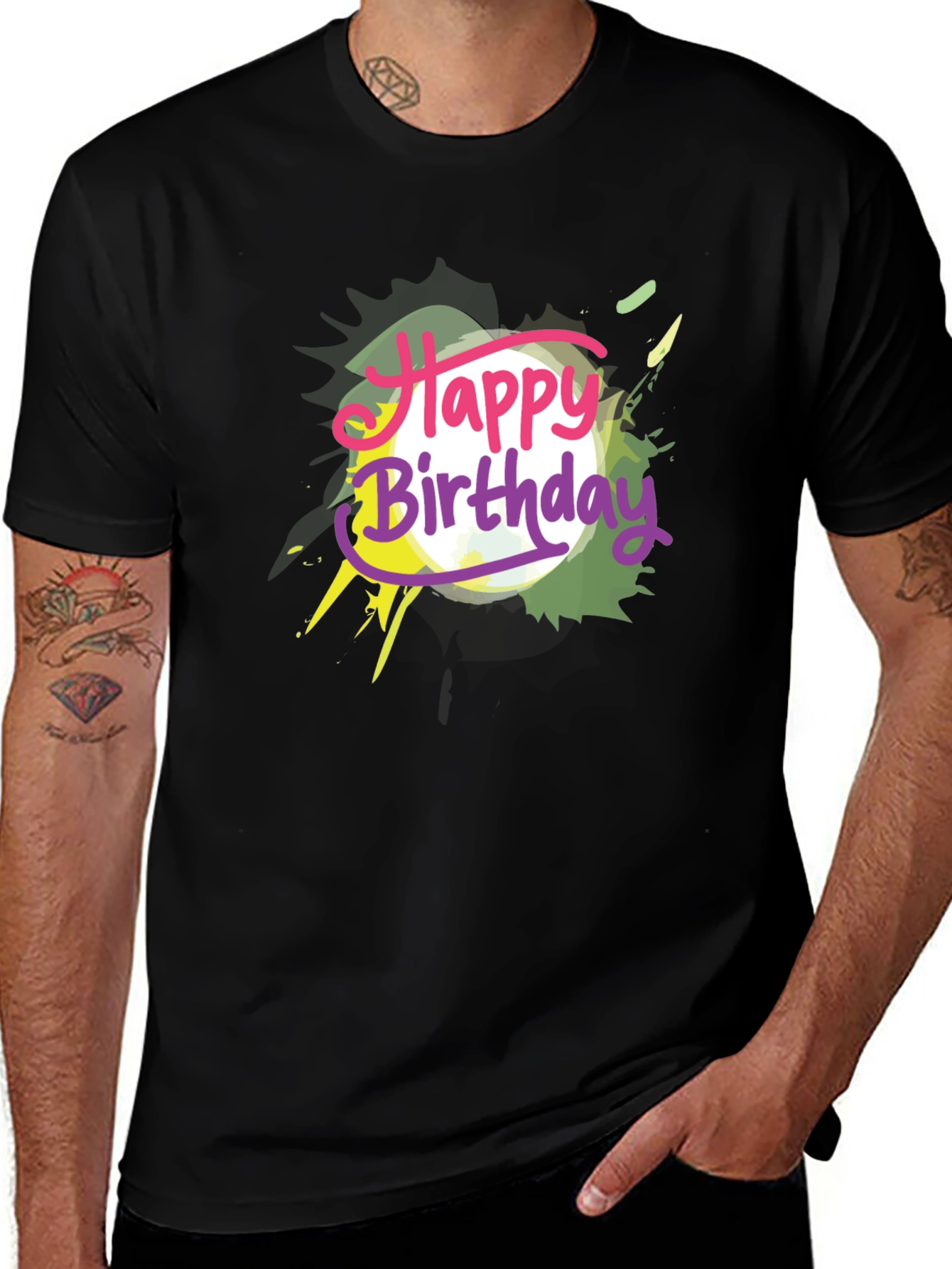 Happy Birthday Graphic Tee - Black Cotton T-Shirt