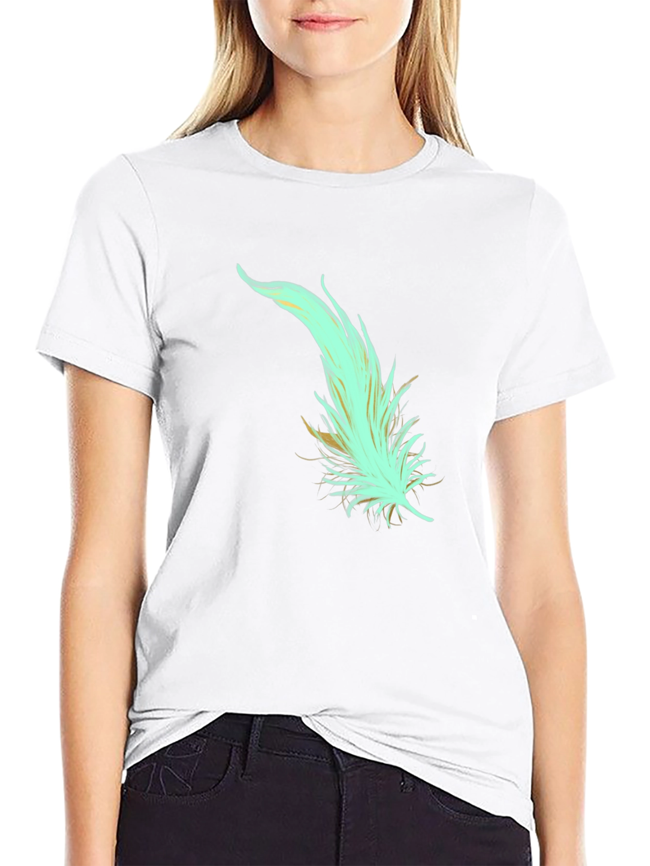 Feather Graphic Tee - Soft Cotton Blend Stylish Design