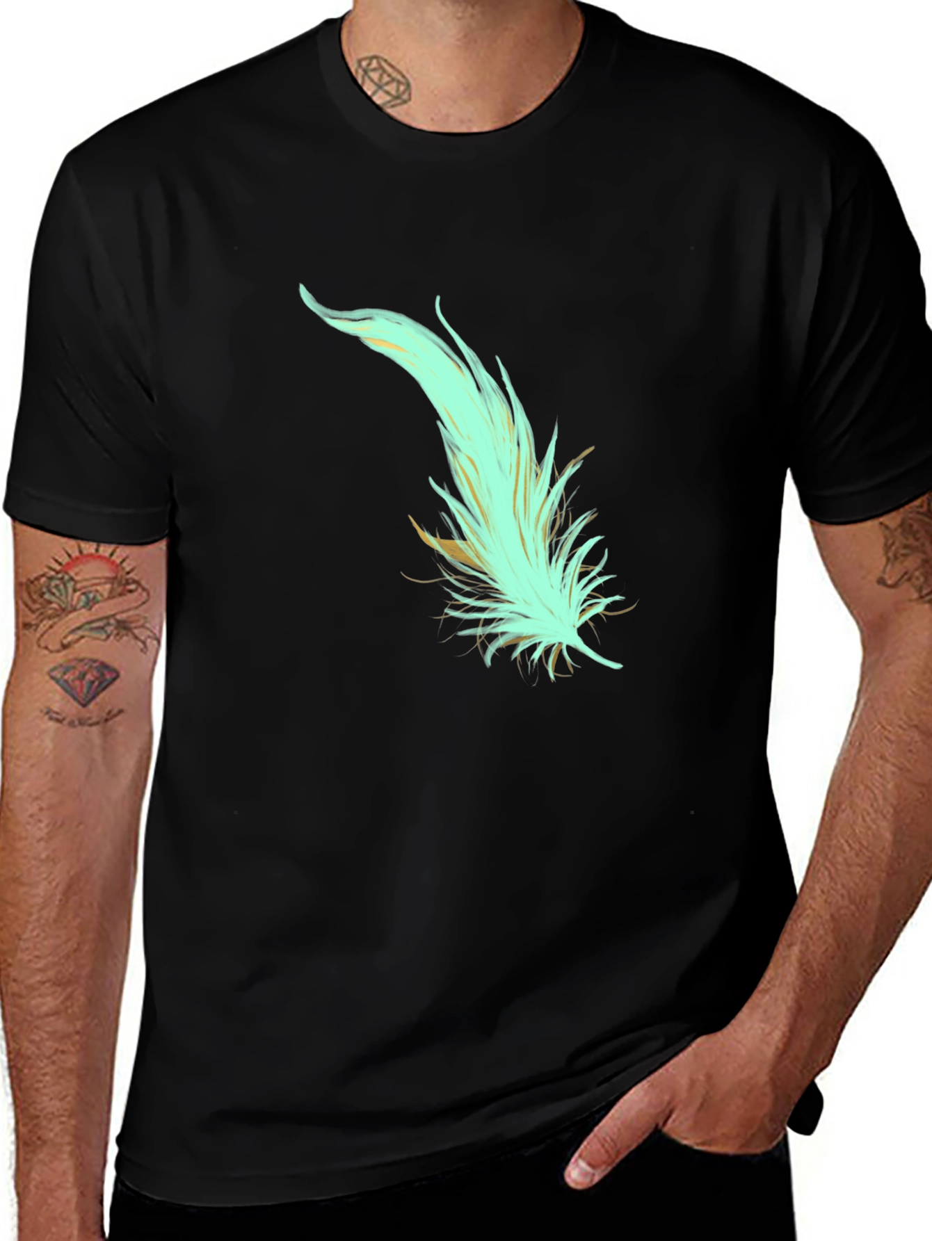 Feather Graphic Tee - Soft Cotton Blend Stylish Design