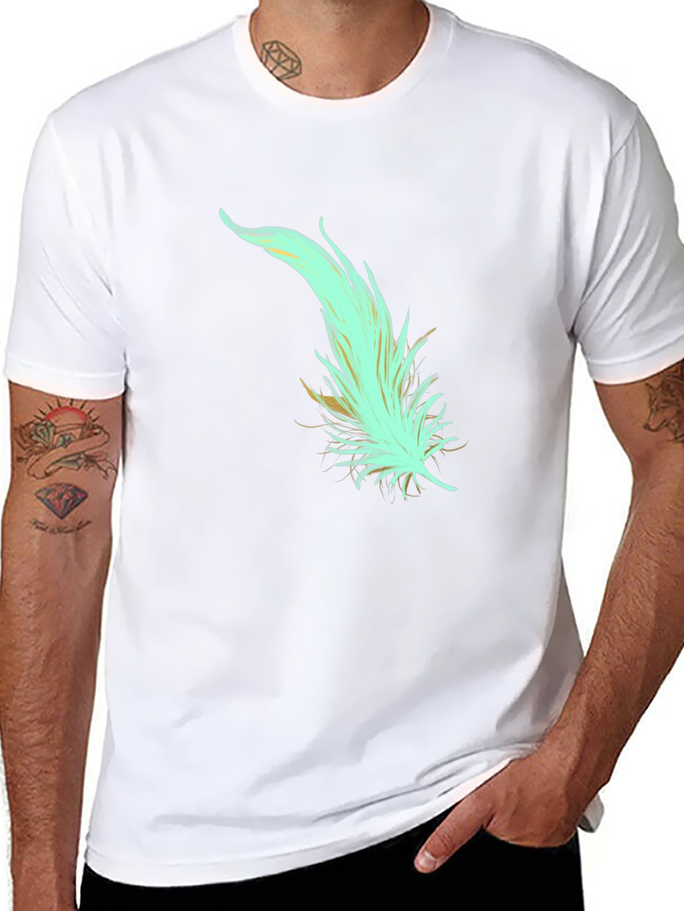 Feather Graphic Tee - Soft Cotton Blend Stylish Design