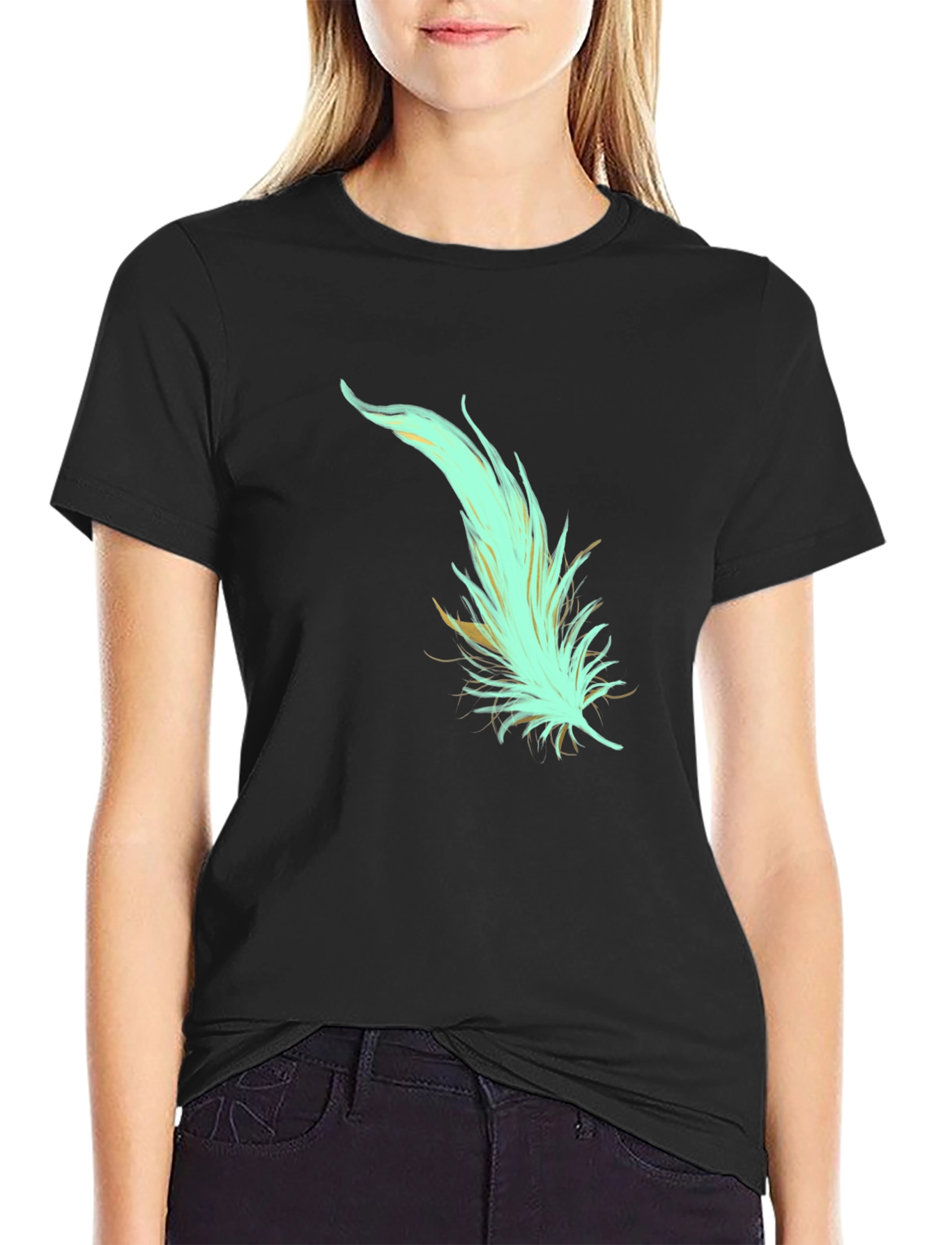 Feather Graphic Tee - Soft Cotton Blend Stylish Design