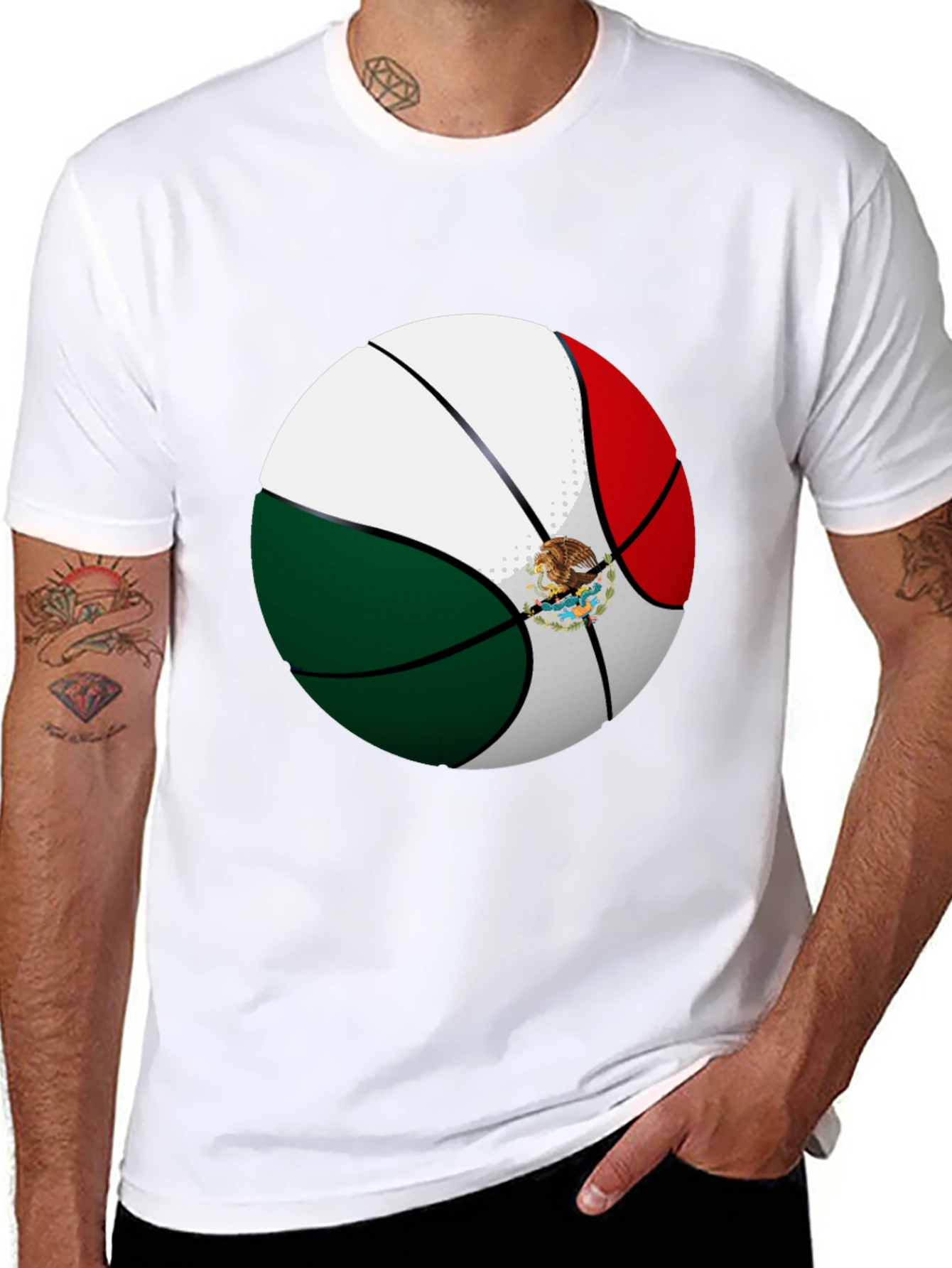 Mexico Flag Basketball Graphic Tee