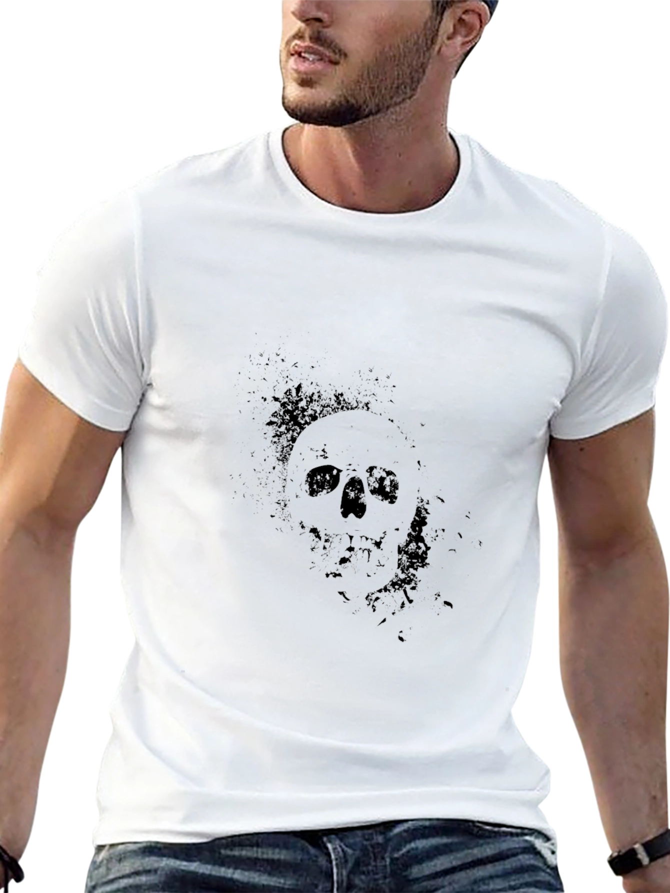 Black Skull Graphic T-Shirt - Mens Casual Wear