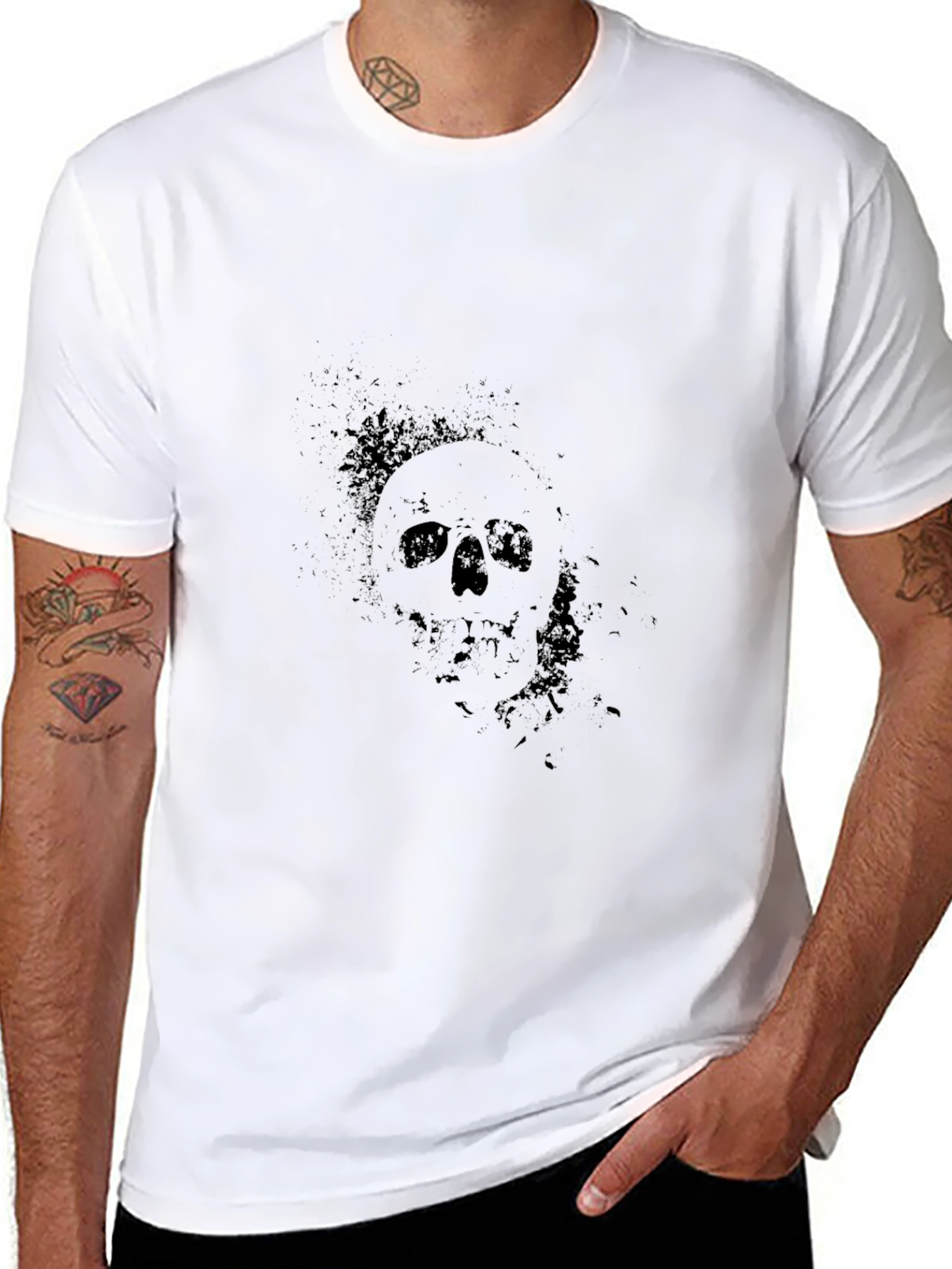Black Skull Graphic T-Shirt - Mens Casual Wear