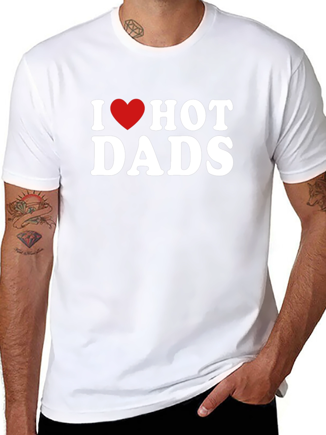 I Heart Hot Dads Black Graphic T-Shirt