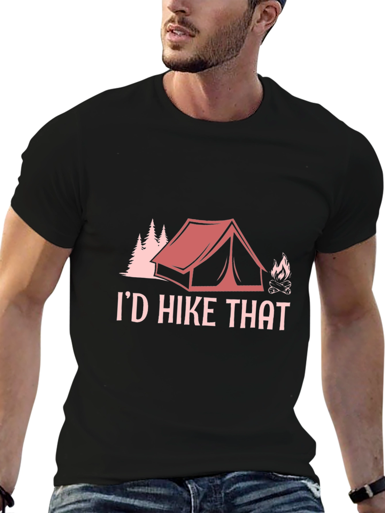 Hike That Camping Graphic Tee - Black Cotton T-Shirt